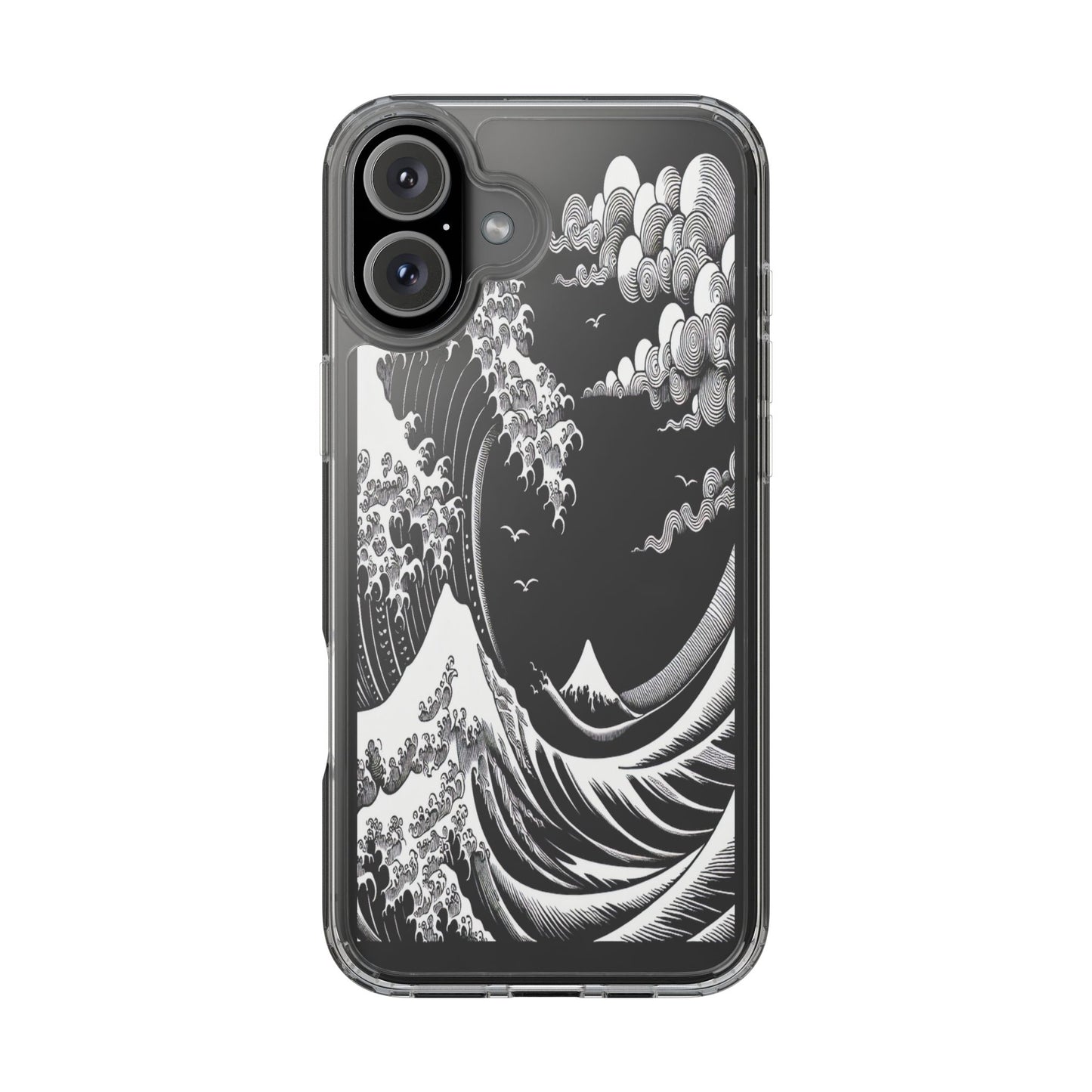 Transparent Waves and Mountains Iphone Case Compatible With Iphone 16 15 14 - Clear Phone Cover