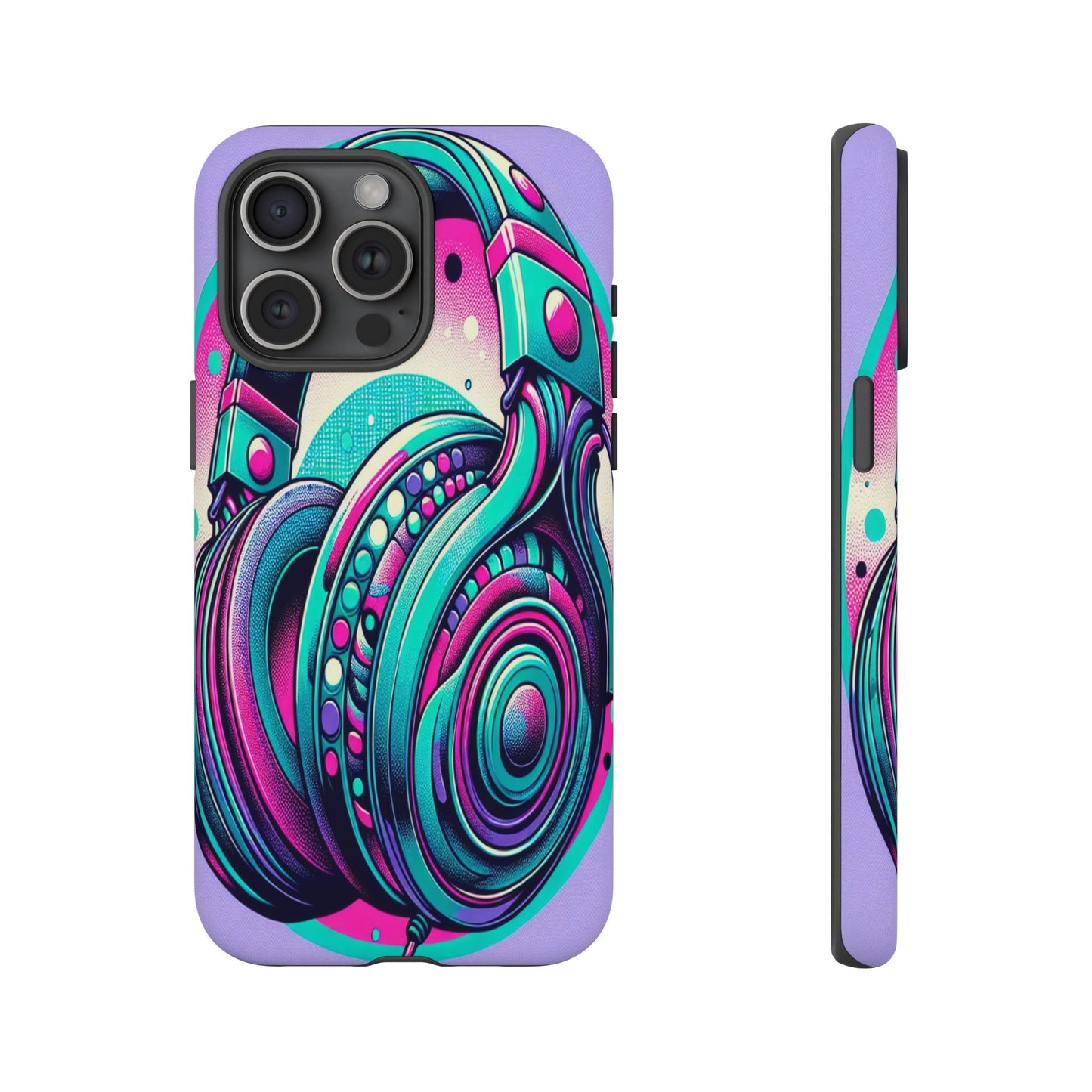 Custom ProtectiveHeadphone Vibes in Electric ColorsIphone Case Compatible With Iphone 16 15 14 - Phone Cover