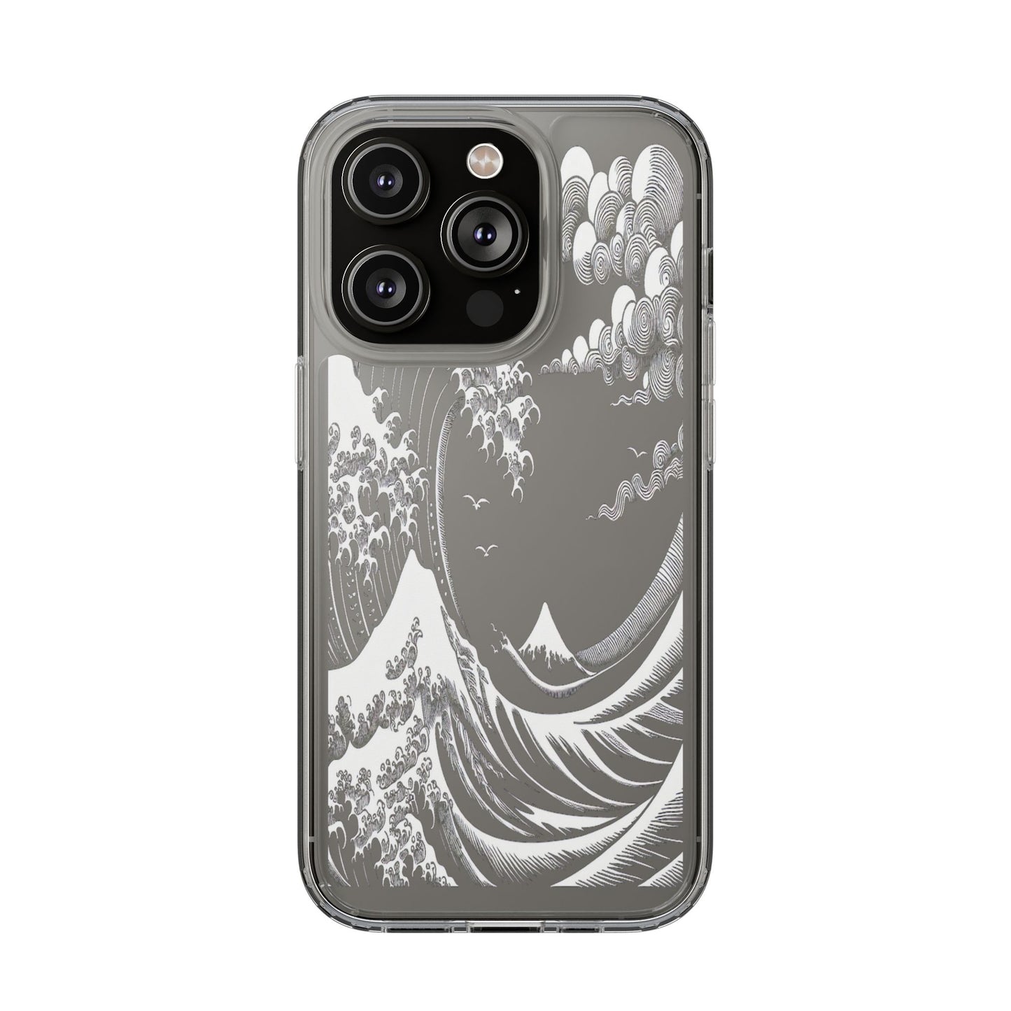 Transparent Waves and Mountains Iphone Case Compatible With Iphone 16 15 14 - Clear Phone Cover