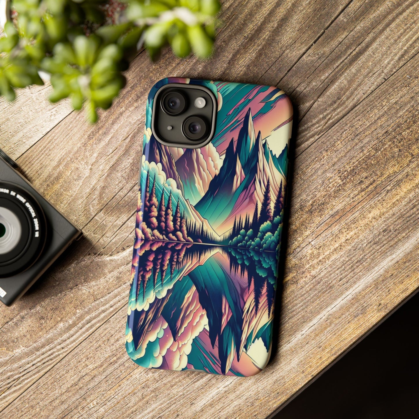 Tranquil Peaks and Reflected Skies - Phone Case