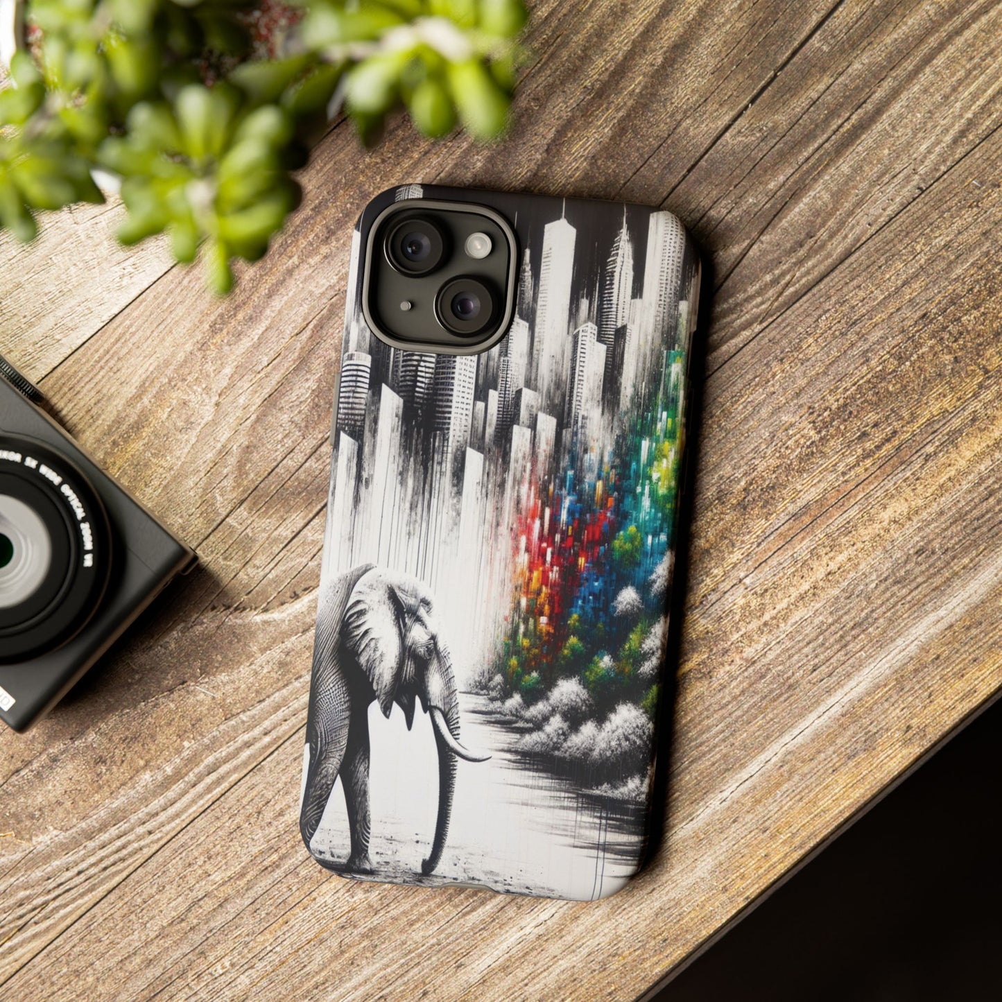 Protective Elephant's Journey Through the Cityscape Iphone Case Compatible With Iphone 16 15 14 - Phone Cover