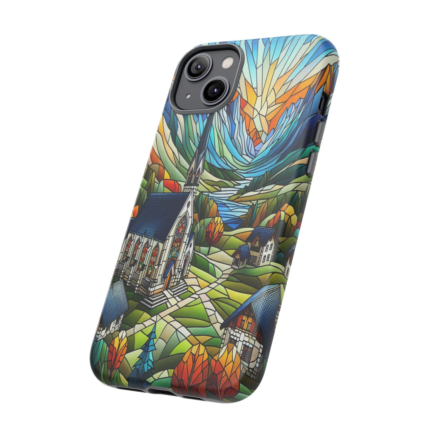 Stained Glass Countryside Scene - Phone Case