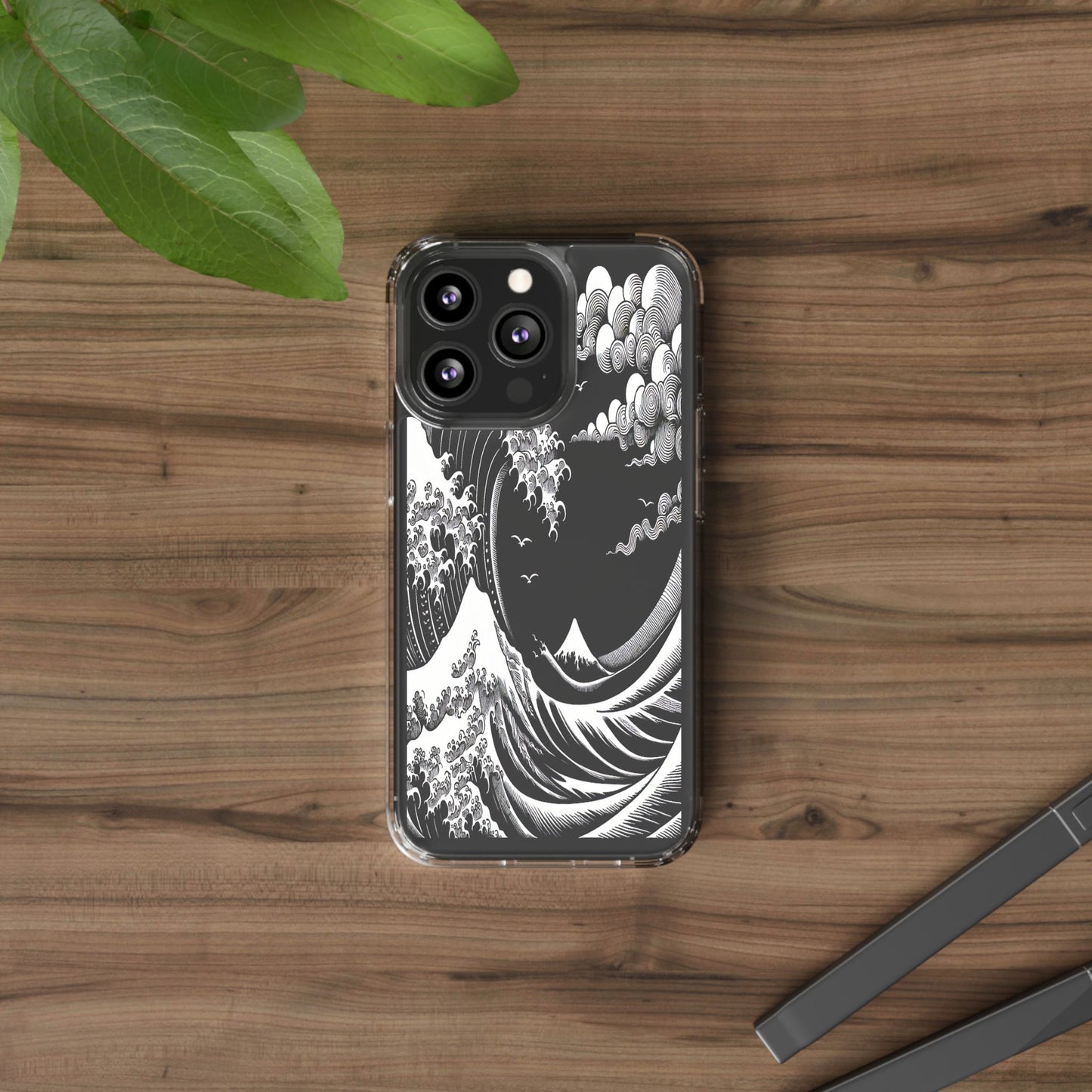 Transparent Waves and Mountains Iphone Case Compatible With Iphone 16 15 14 - Clear Phone Cover