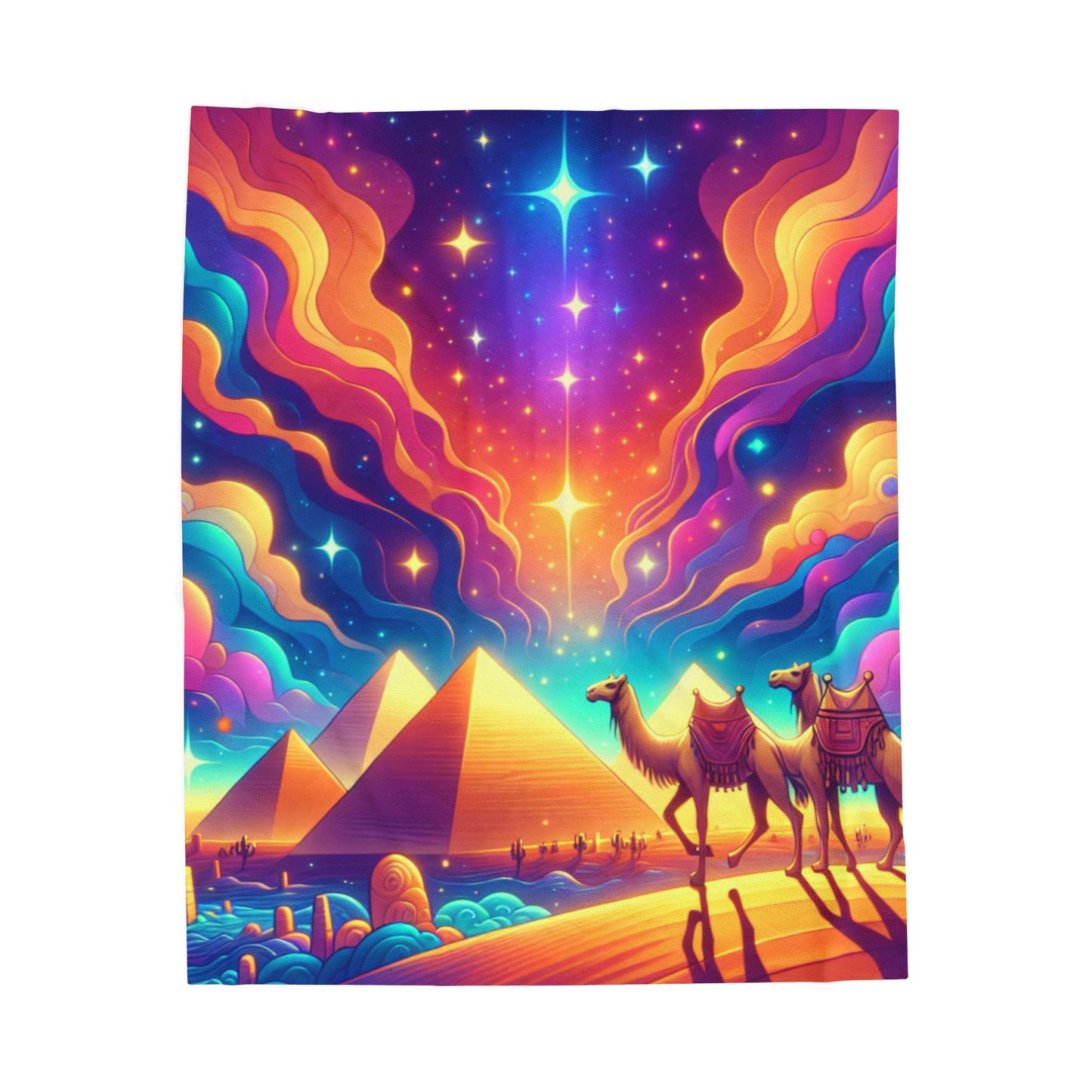 Journey through the Starry Desert - Plush Blanket