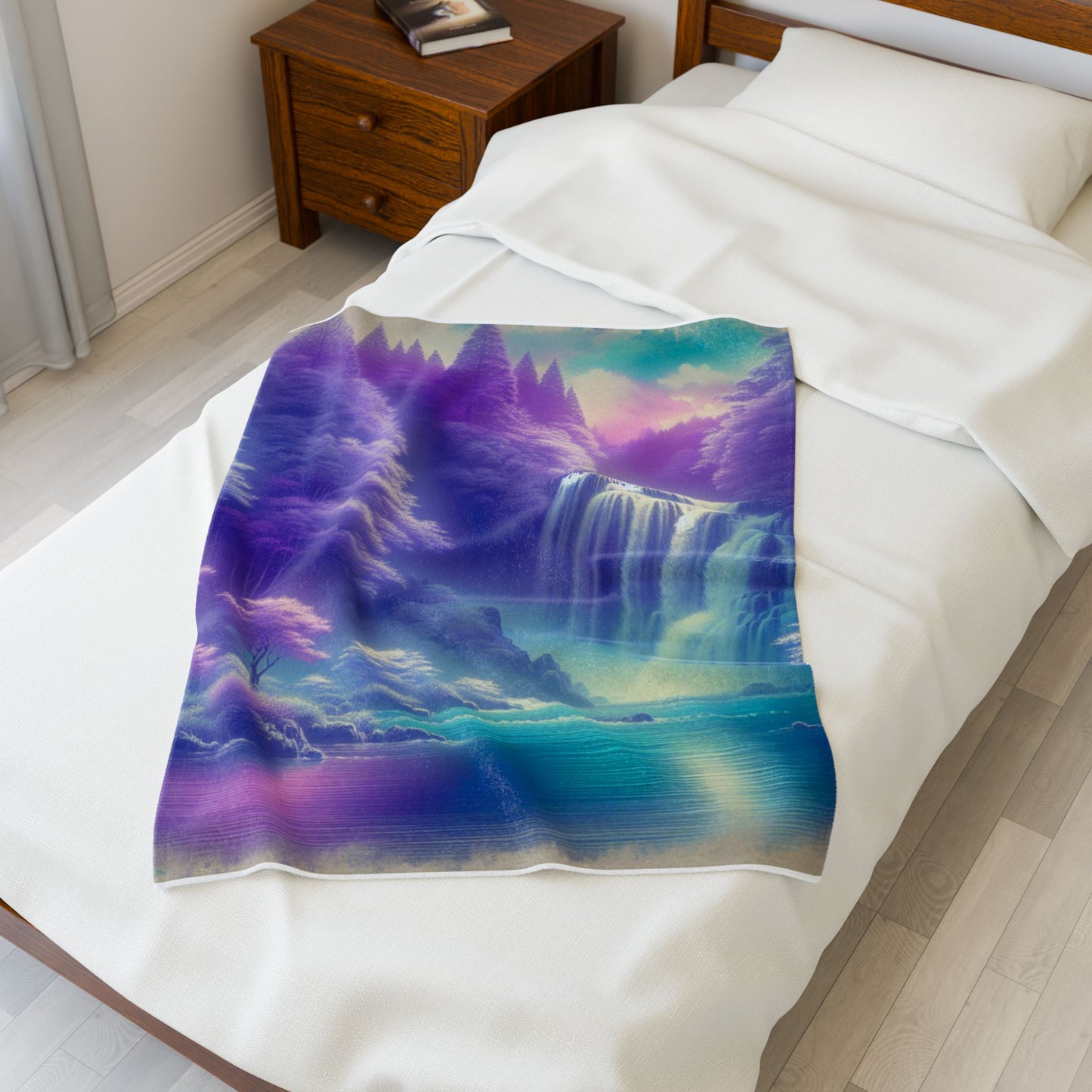 Mystical Waterfall Wonderland - Plush Blanket
