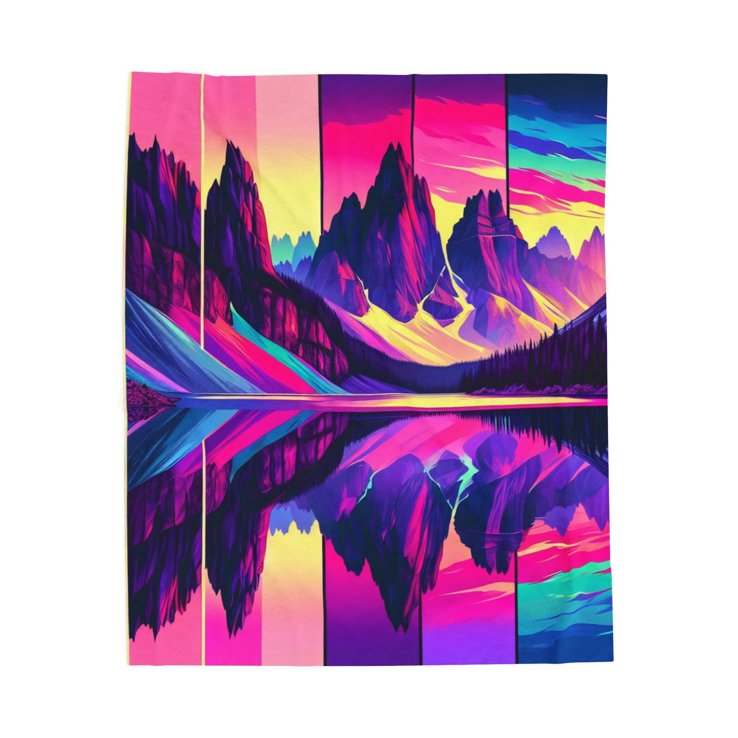 Mountain Panorama in Splendid Shades - Plush Blanket