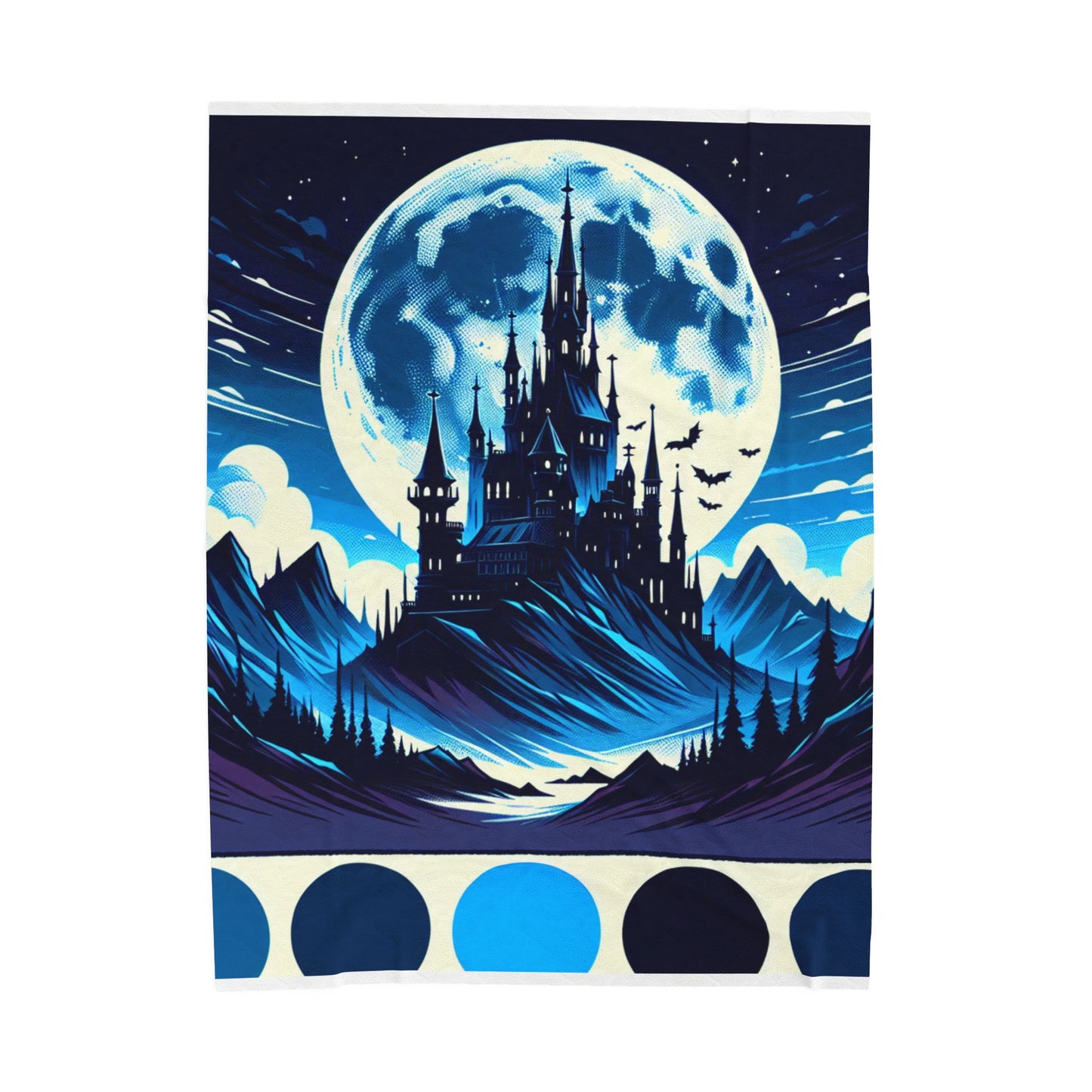 Moonlit Castle in the Mountains - Plush Blanket