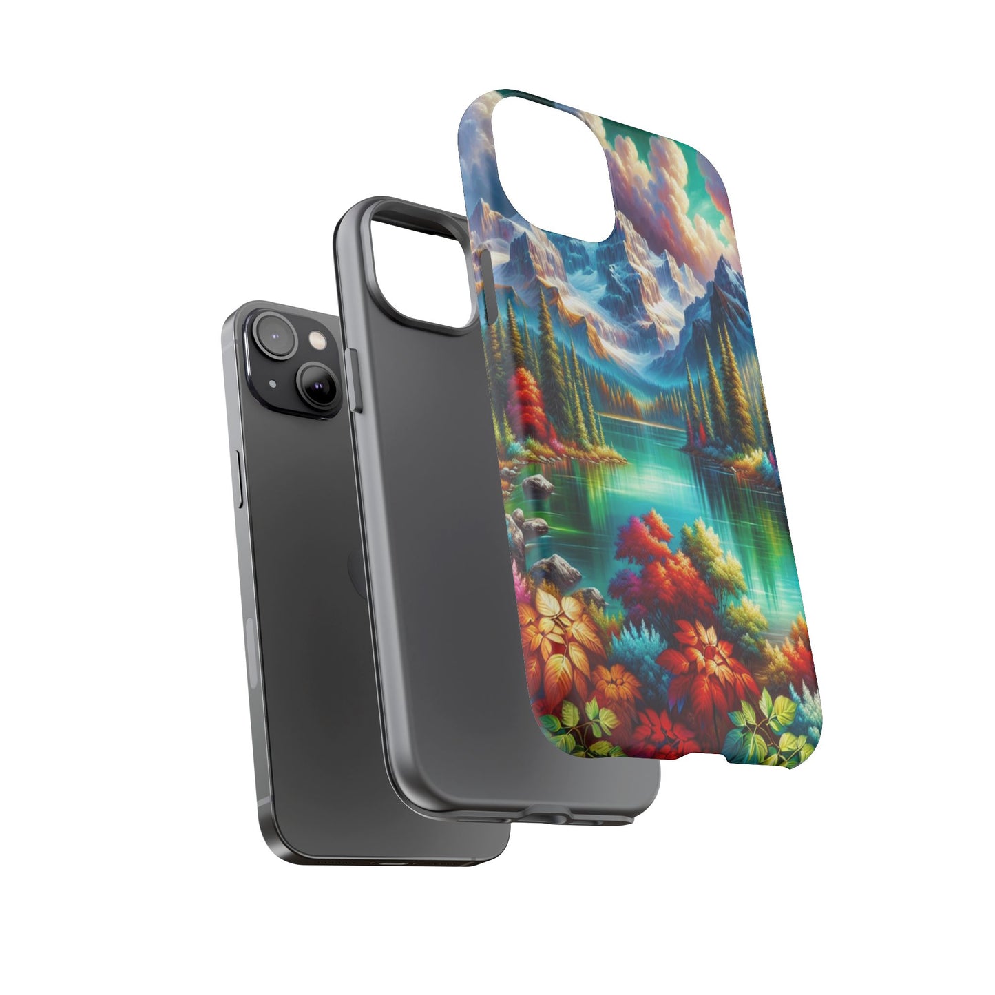 Colorful Mountain Lake Scene - Phone Case