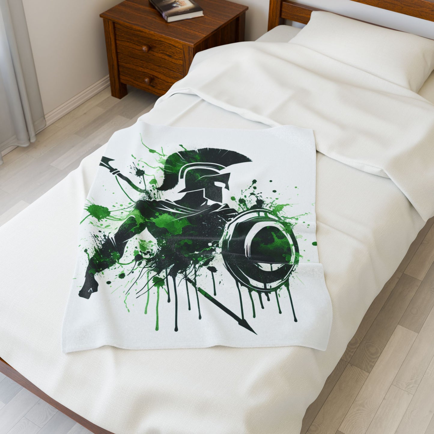 Warrior in Green Splatter - Plush Blanket