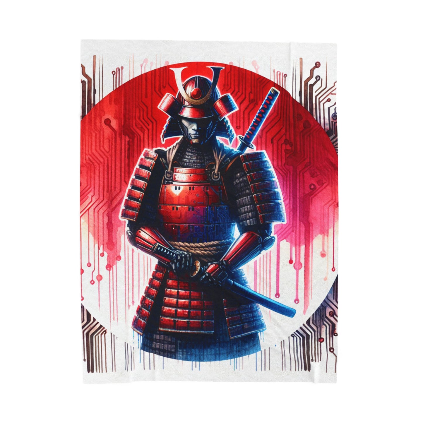 Samurai Cyber Nexus - Plush Blanket