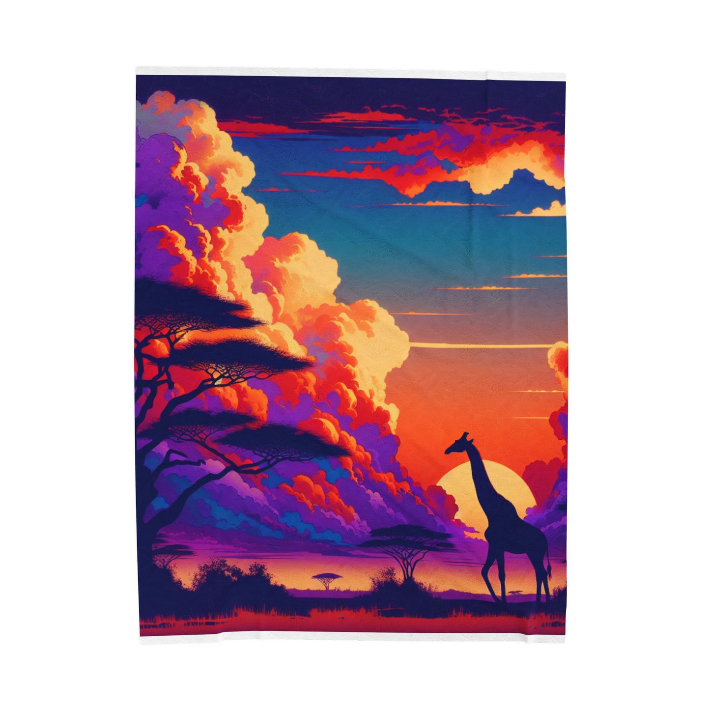 Giraffe Among the Clouds - Plush Blanket