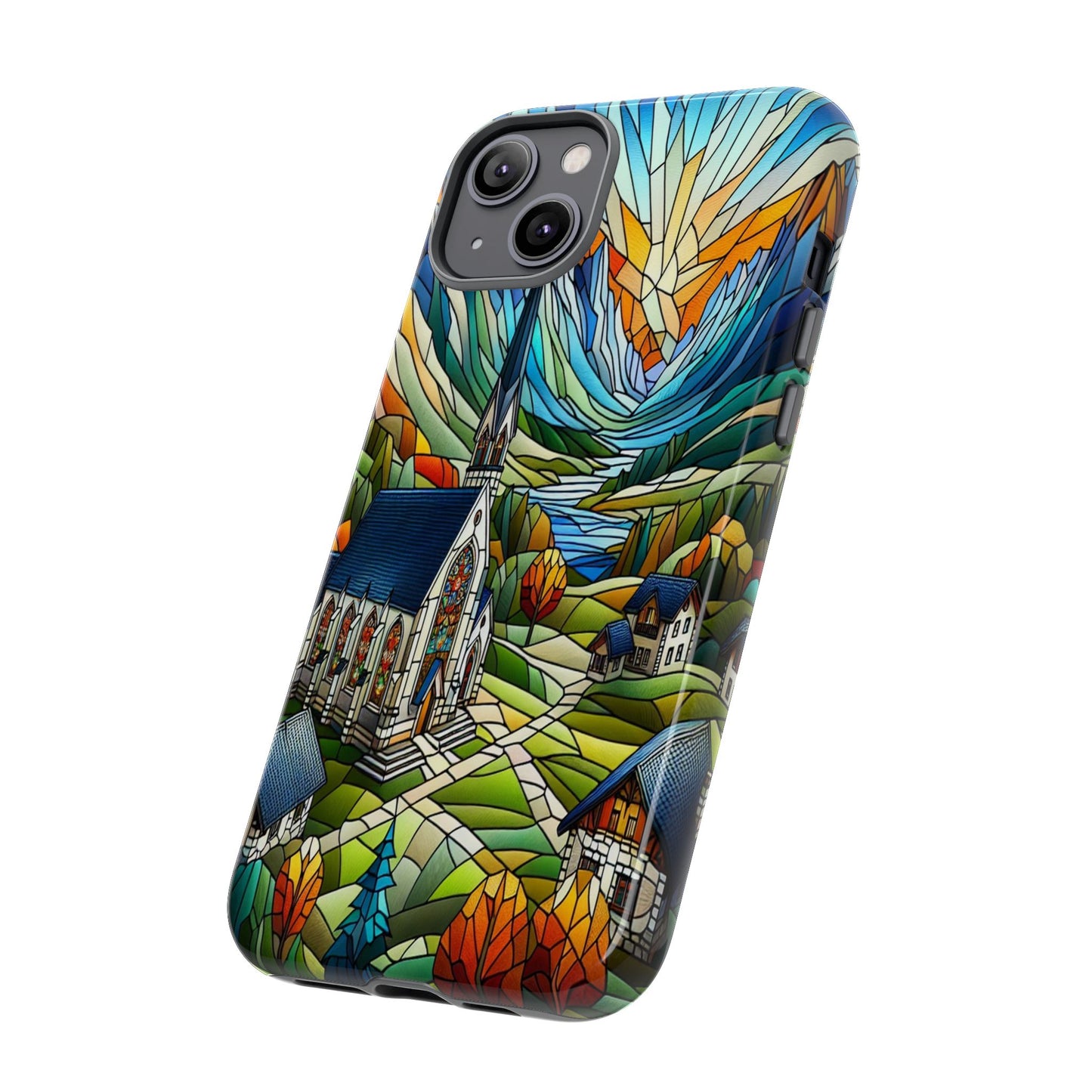 Stained Glass Countryside Scene - Phone Case