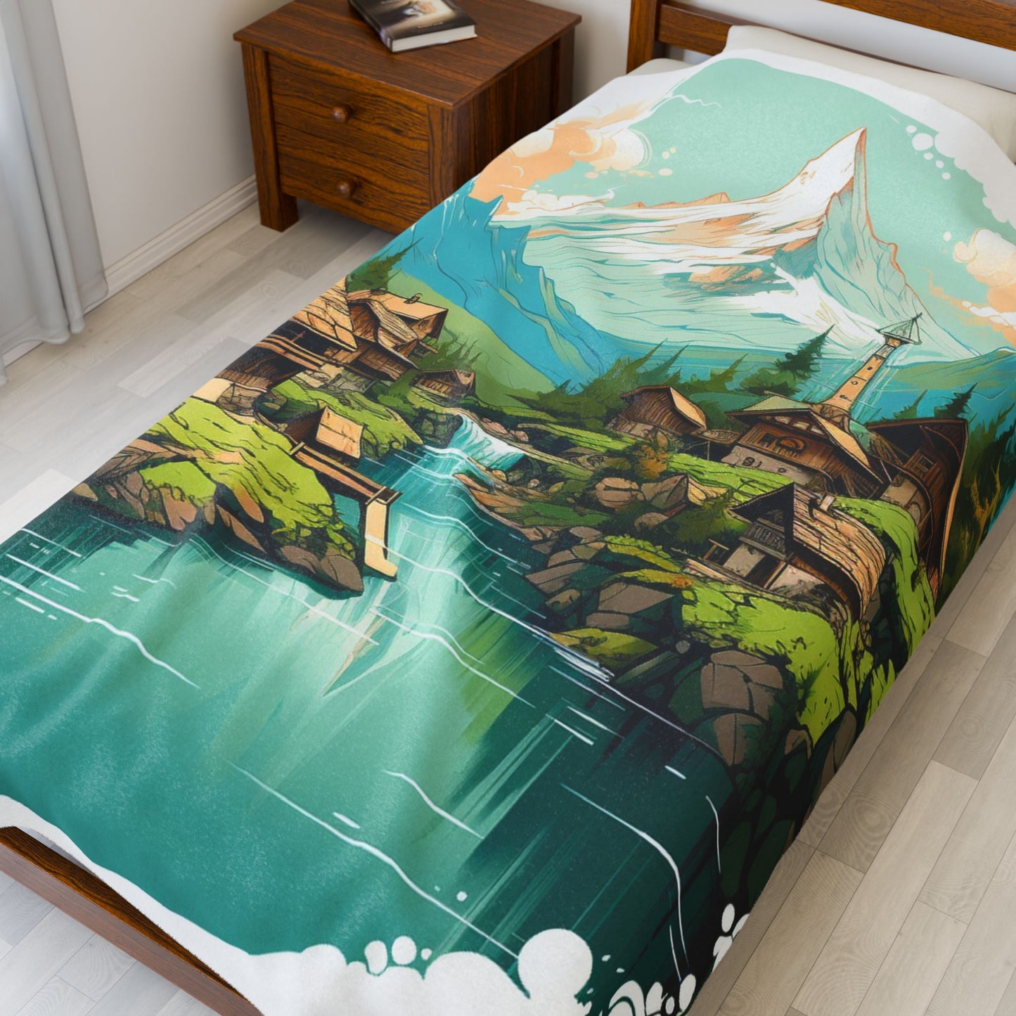 Mountain Village Serenity- Plush Blanket