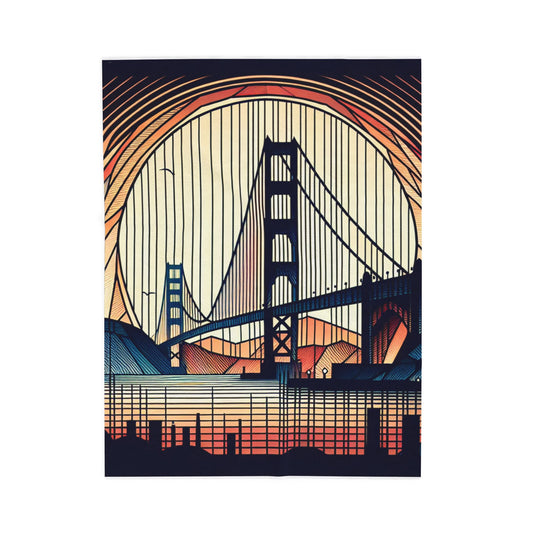 Golden Gate Graphic Panorama- Plush Blanket