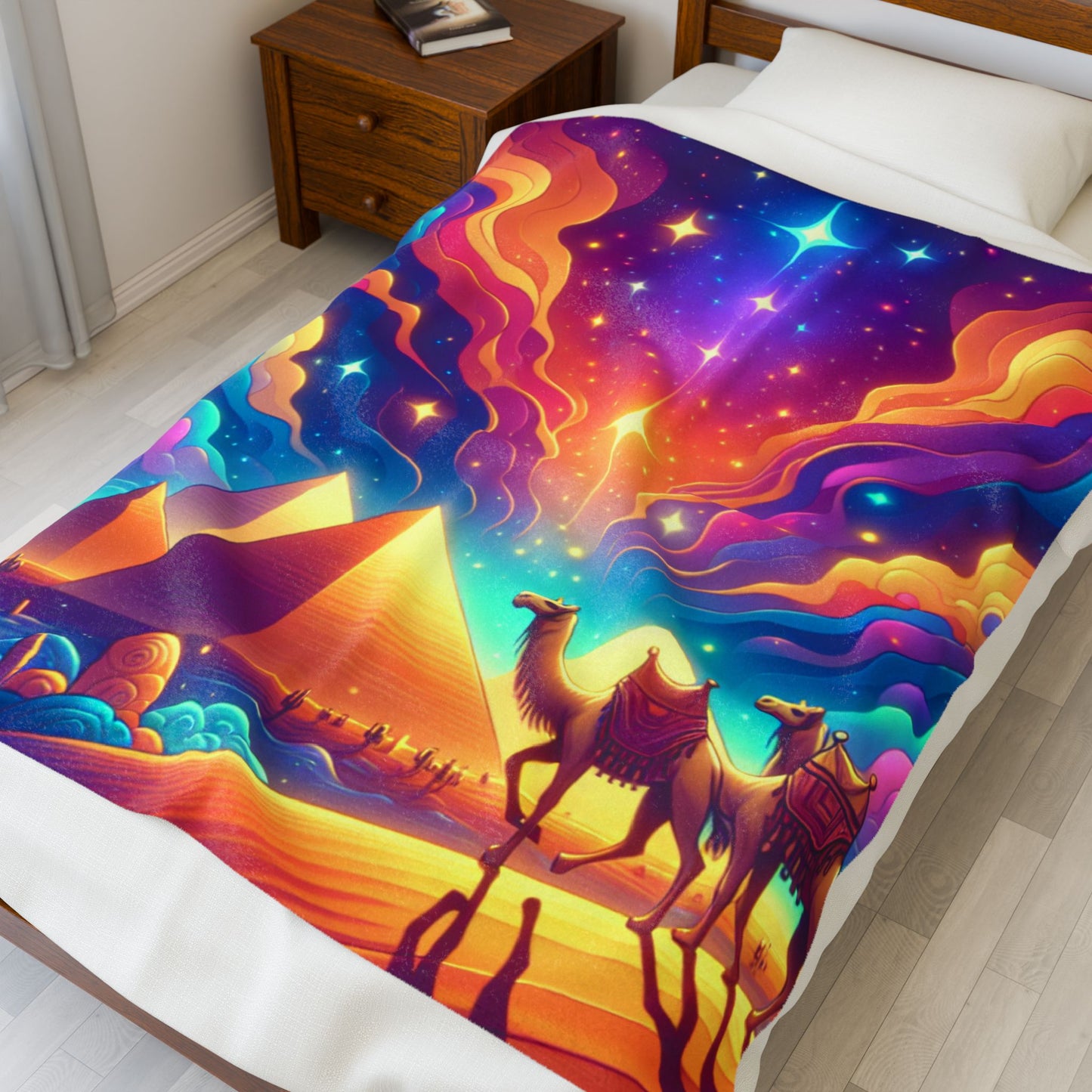 Journey through the Starry Desert - Plush Blanket