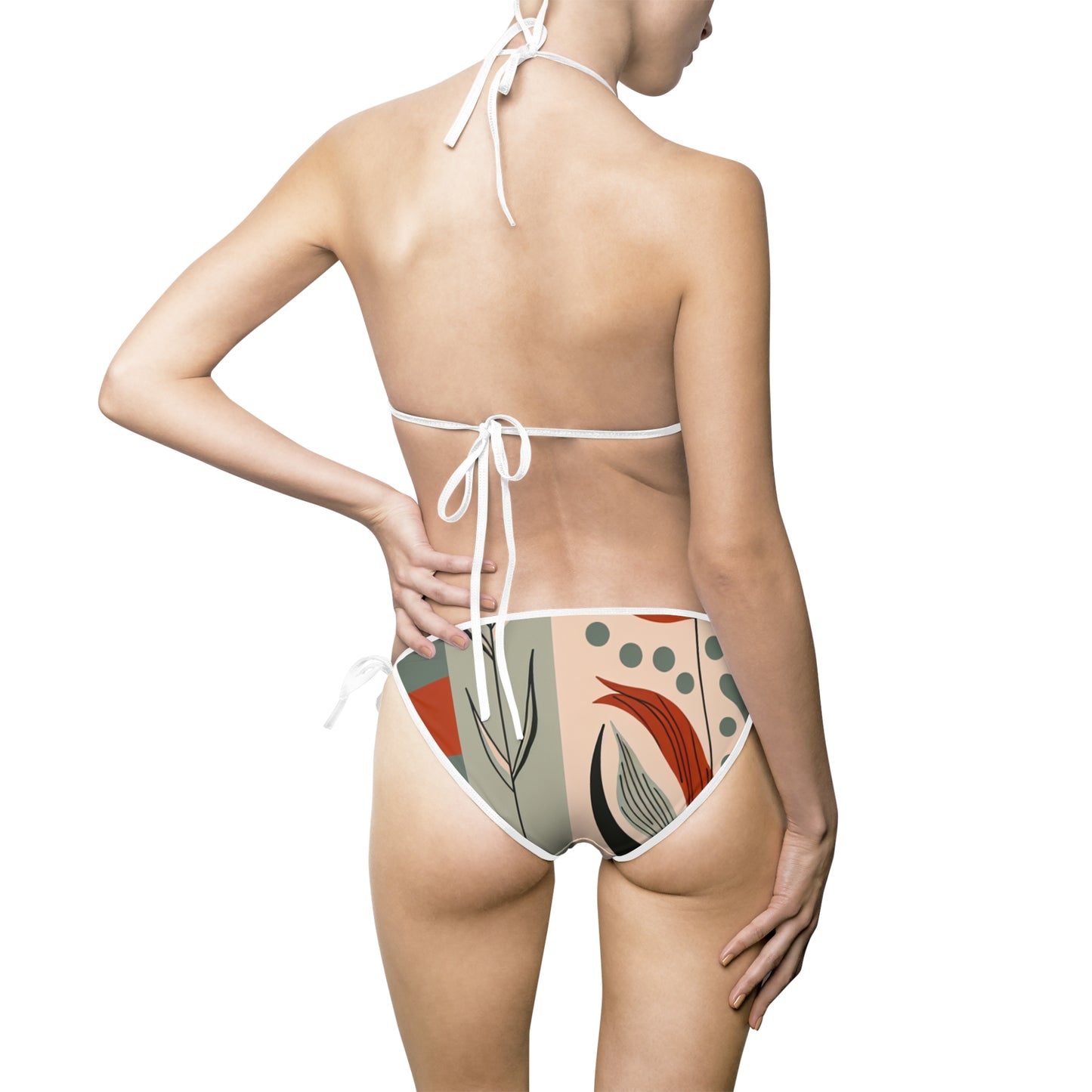 Women's Botanical Patterns in Earth Tones Bikini Swimsuit