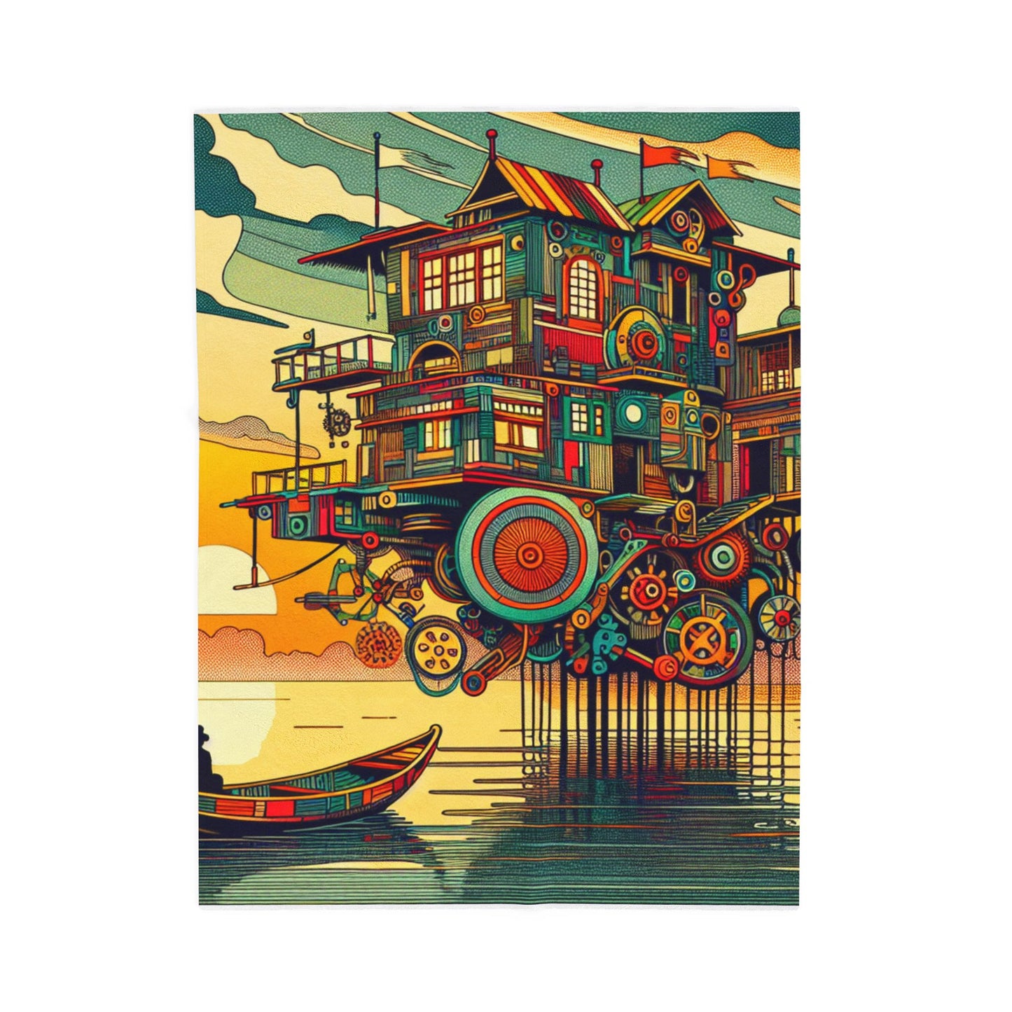 Floating Machine by the Sea - Plush Blanket