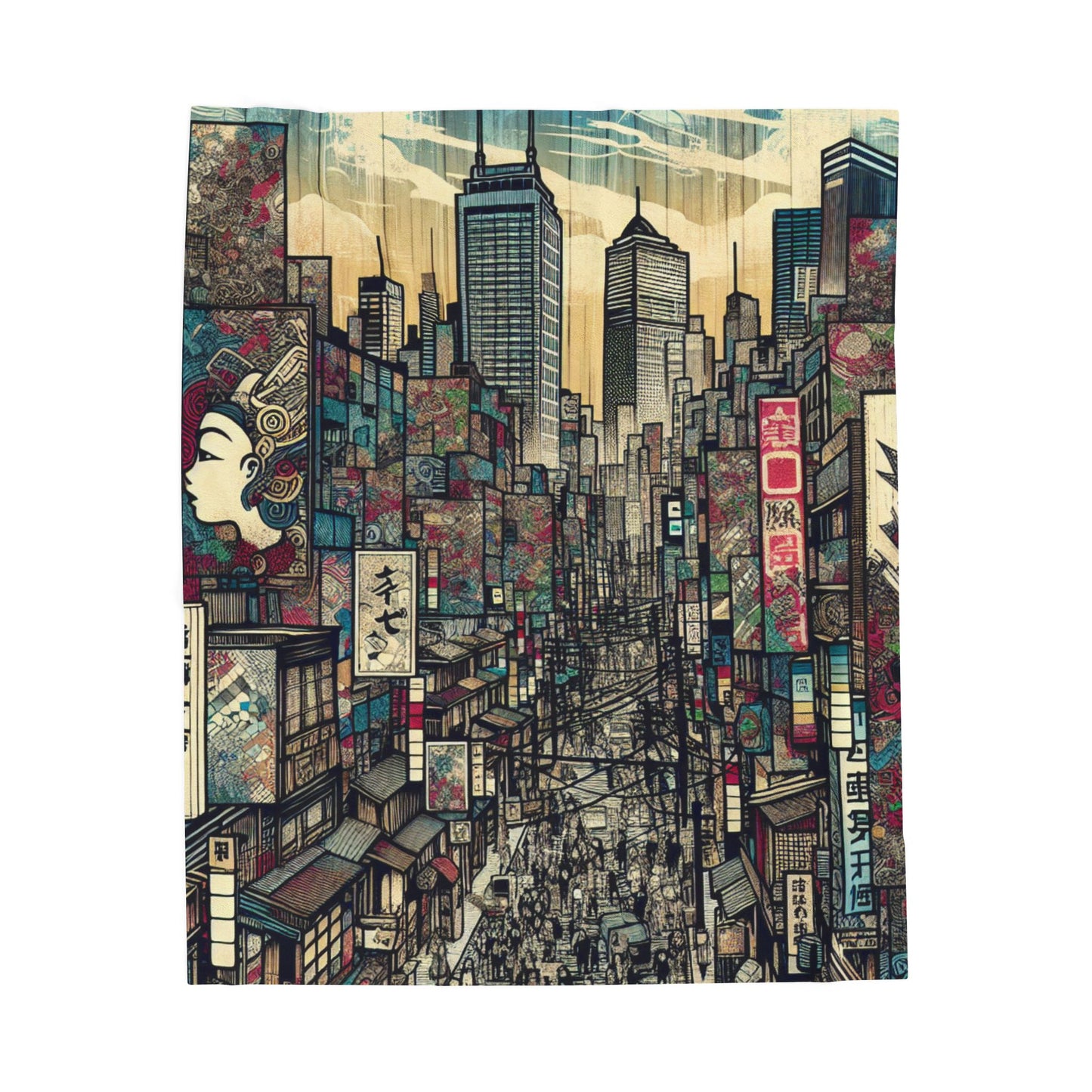 Bustling Streets of Imagination - Plush Blanket