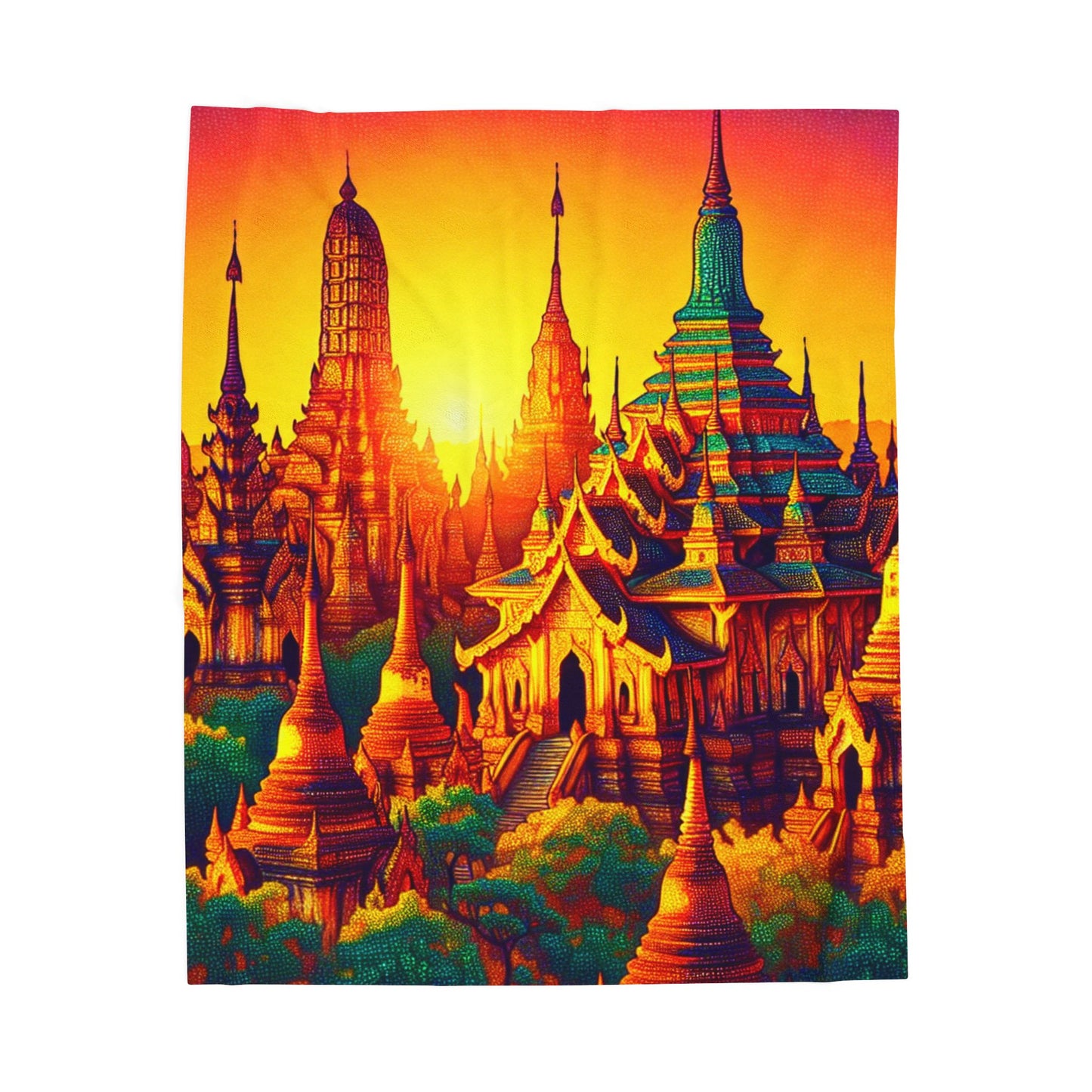 Temple Radiance at Dawn - Plush Blanket