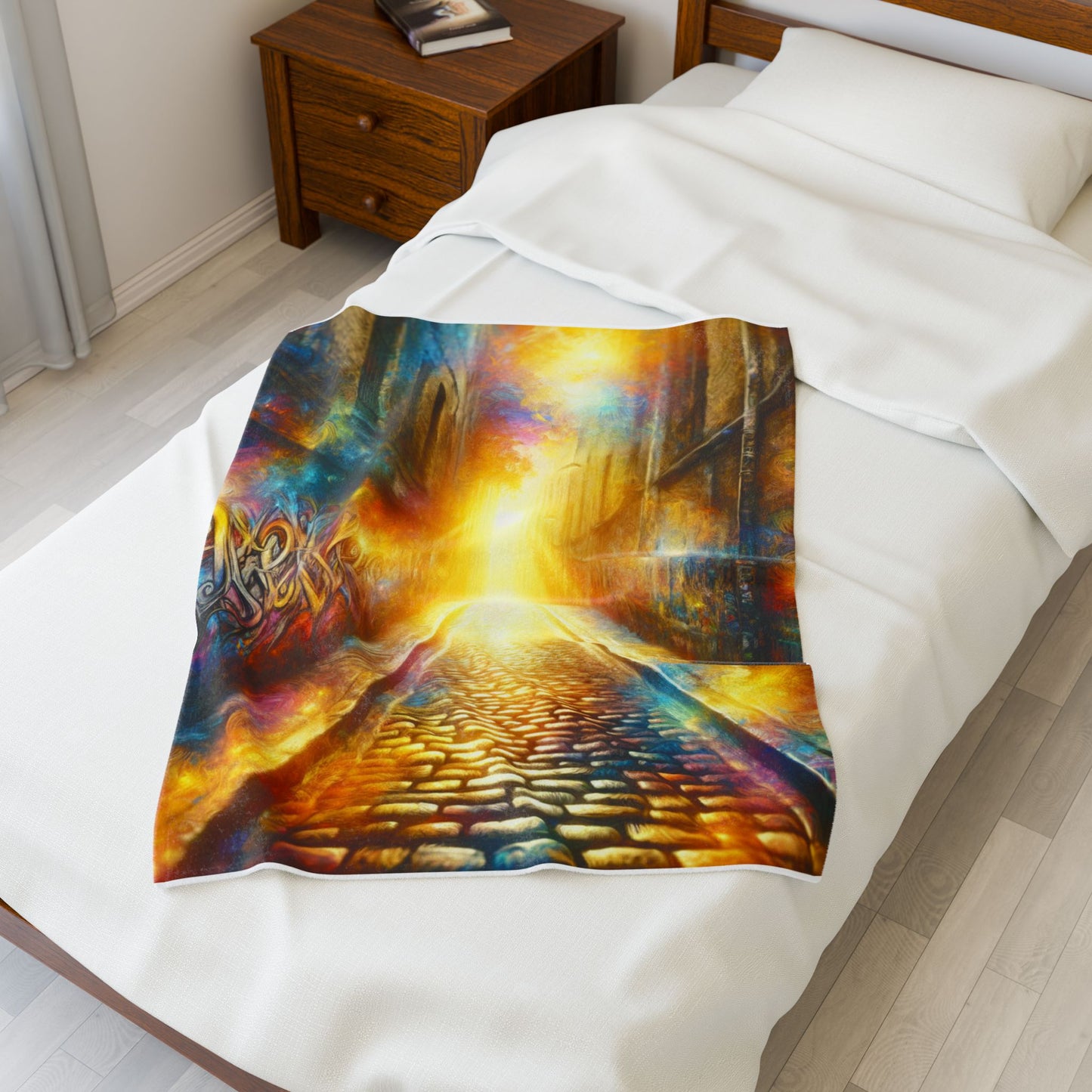 Illuminated Alleyway Journey - Plush Blanket