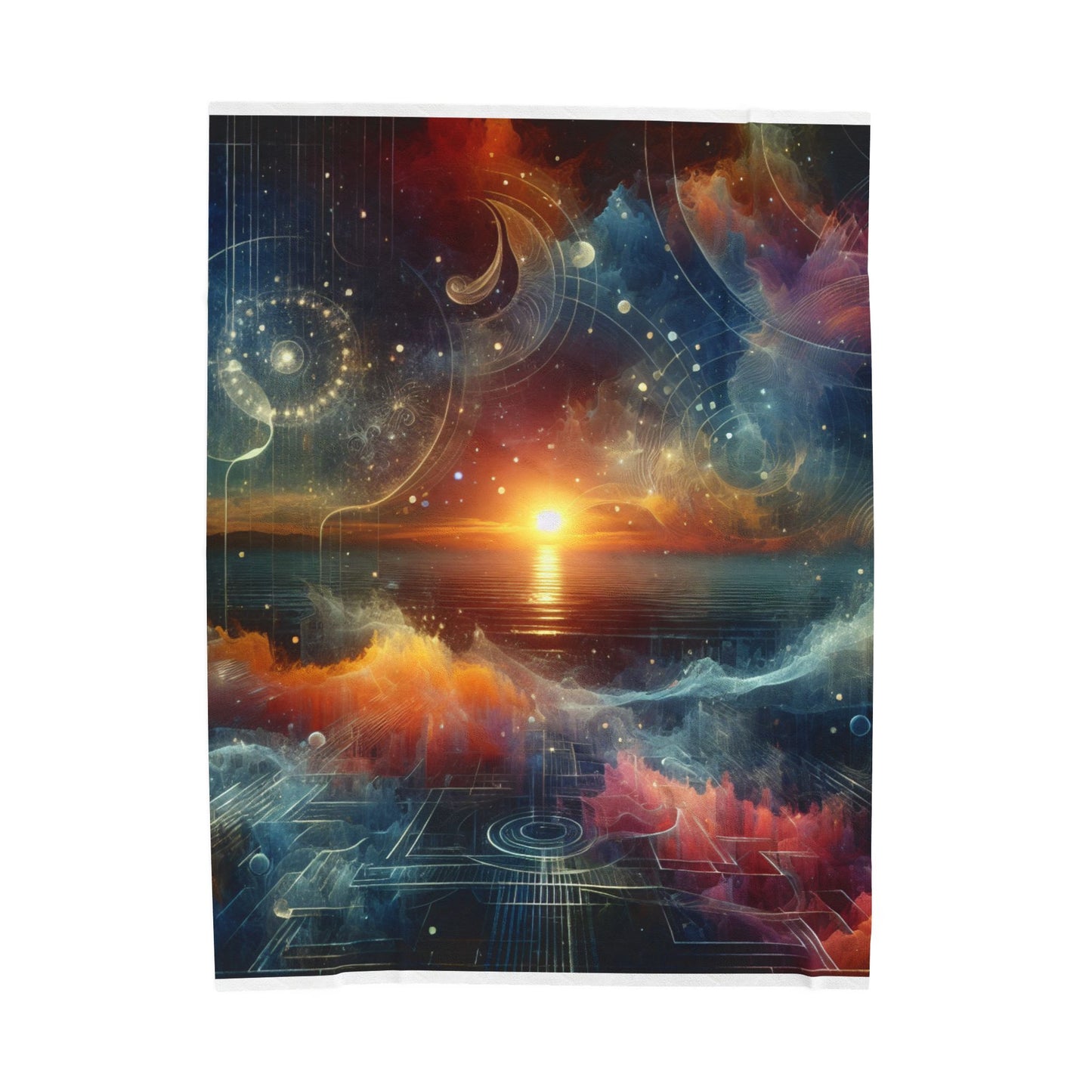 Digital Waves at Dawn - Plush Blanket