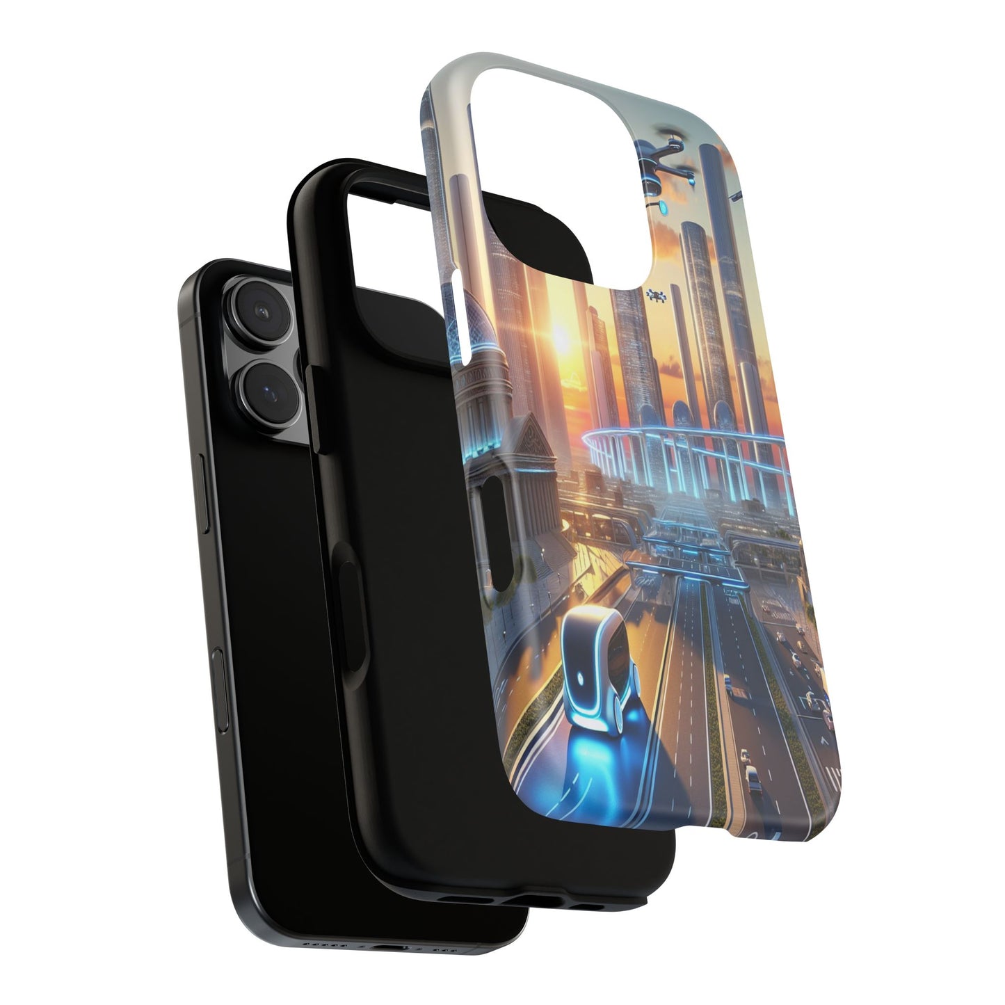 Futuristic Cityscape Unveiled - Phone Case