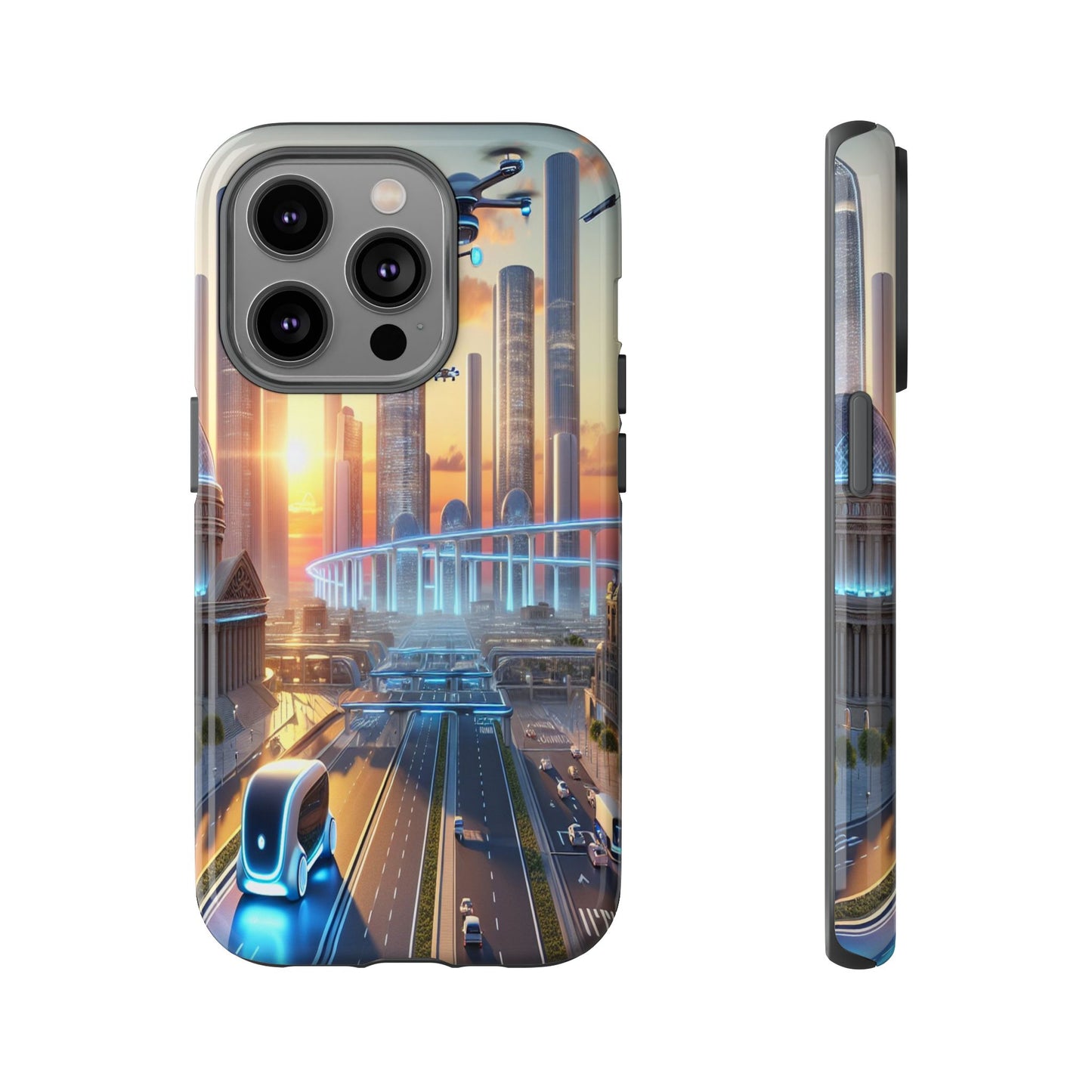 Futuristic Cityscape Unveiled - Phone Case