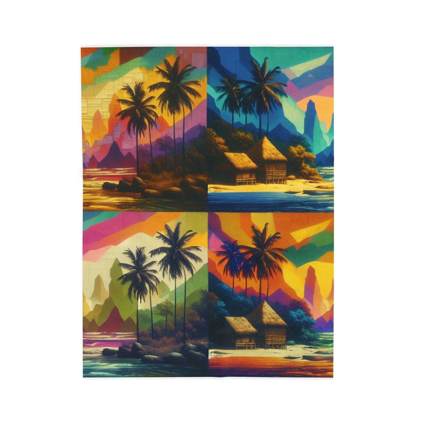 Island Hues in Quadruplicate- Plush Blanket