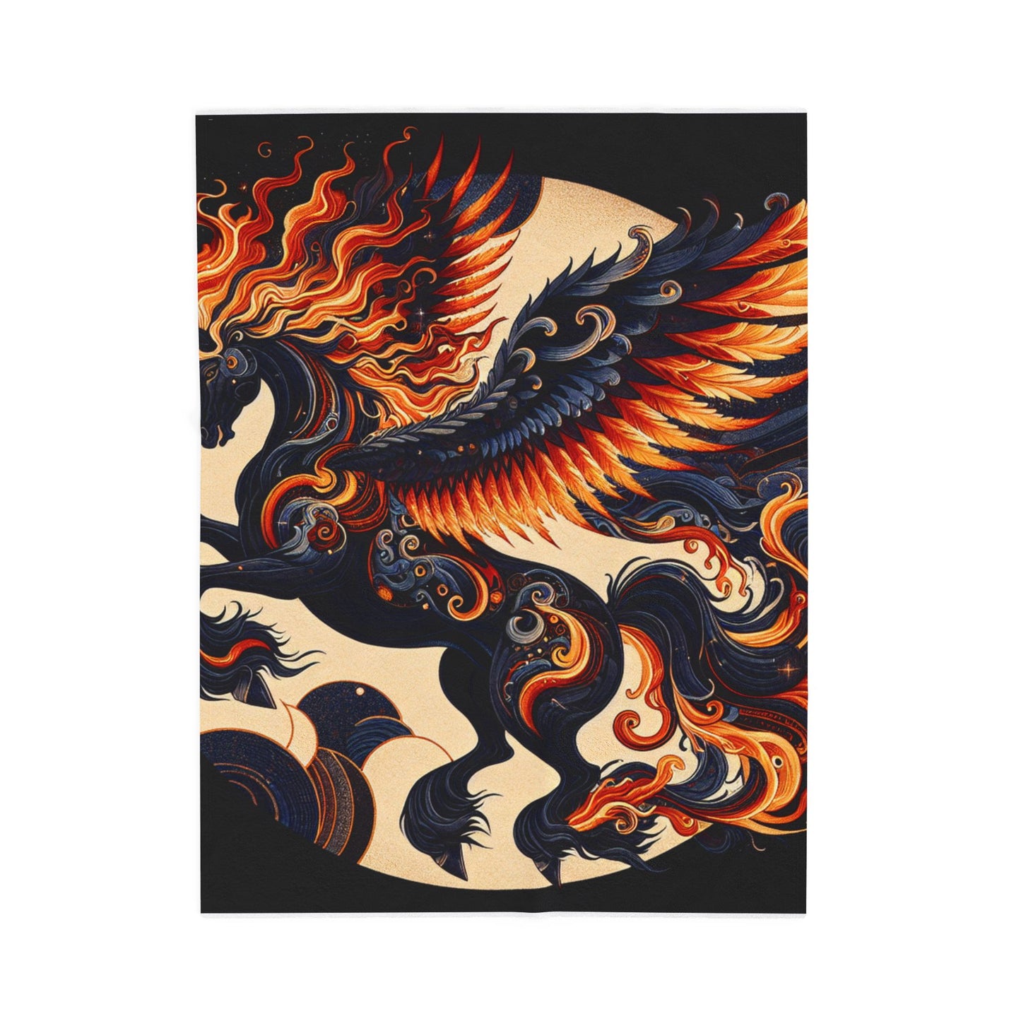 Fiery Winged Stallion - Plush Blanket