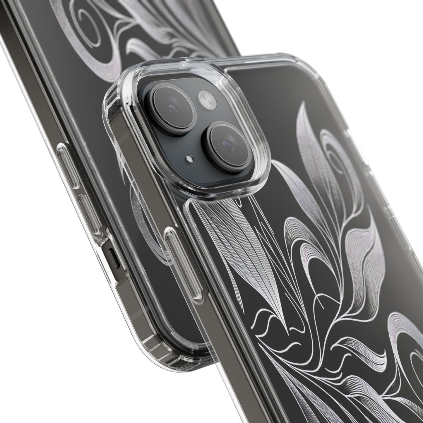 Transparent Nature's Embrace in Linework Iphone Case Compatible With Iphone 16 15 14 - Clear Phone Cover