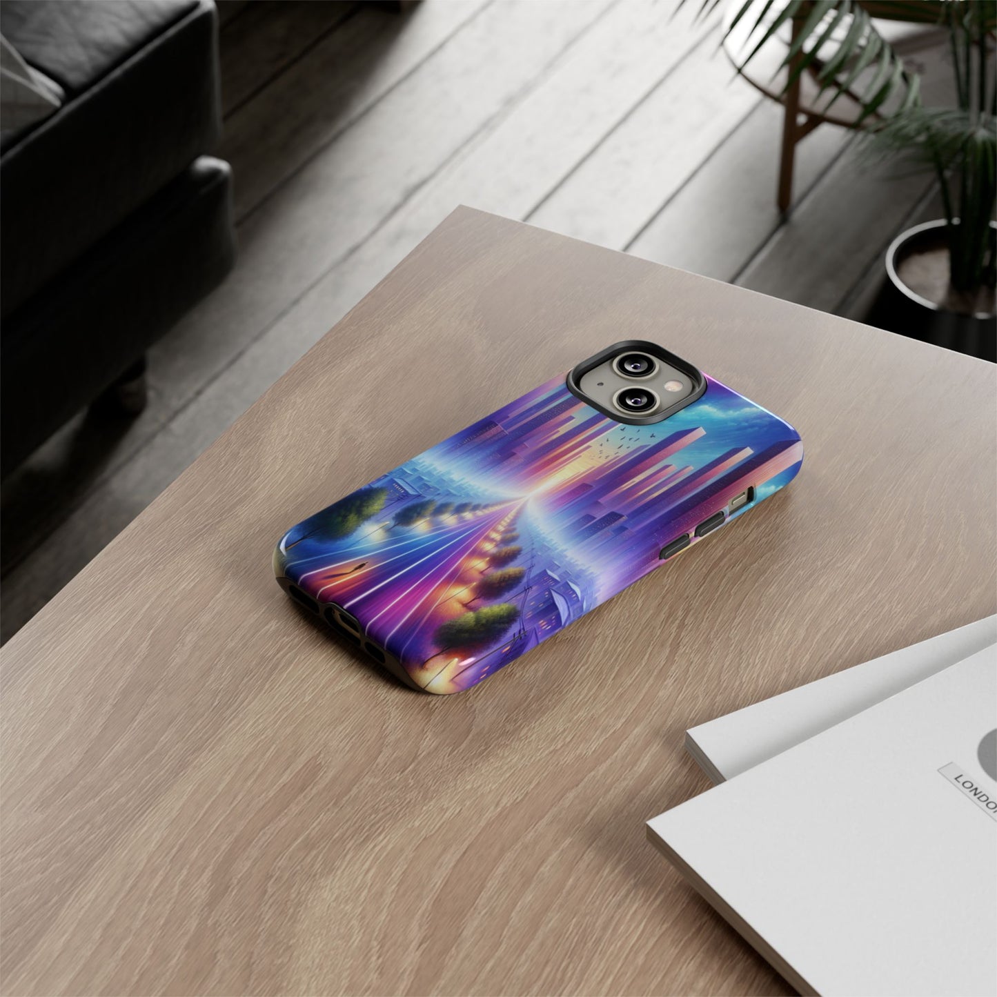 Journey into the Luminous Cityscape - Phone Case