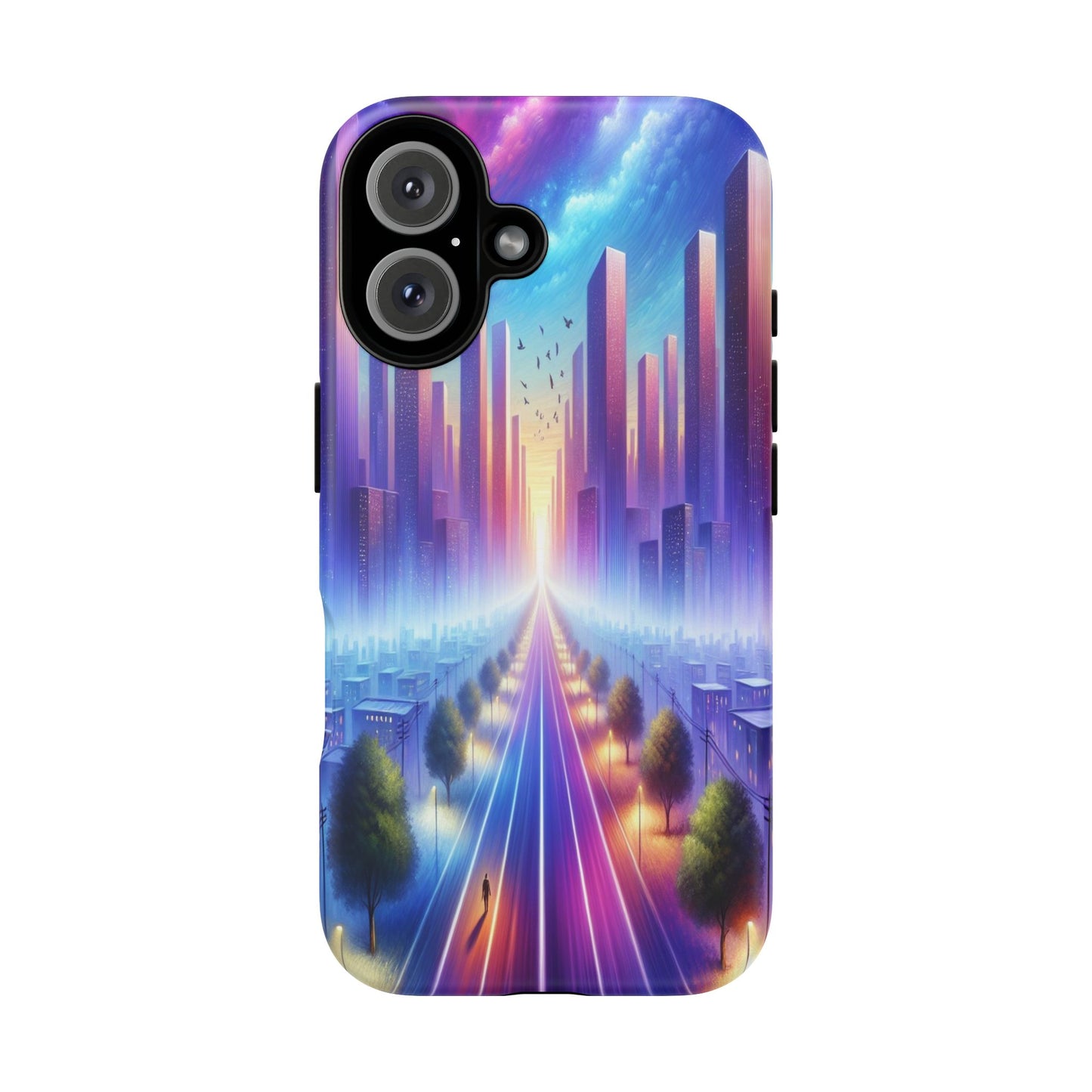 Journey into the Luminous Cityscape - Phone Case