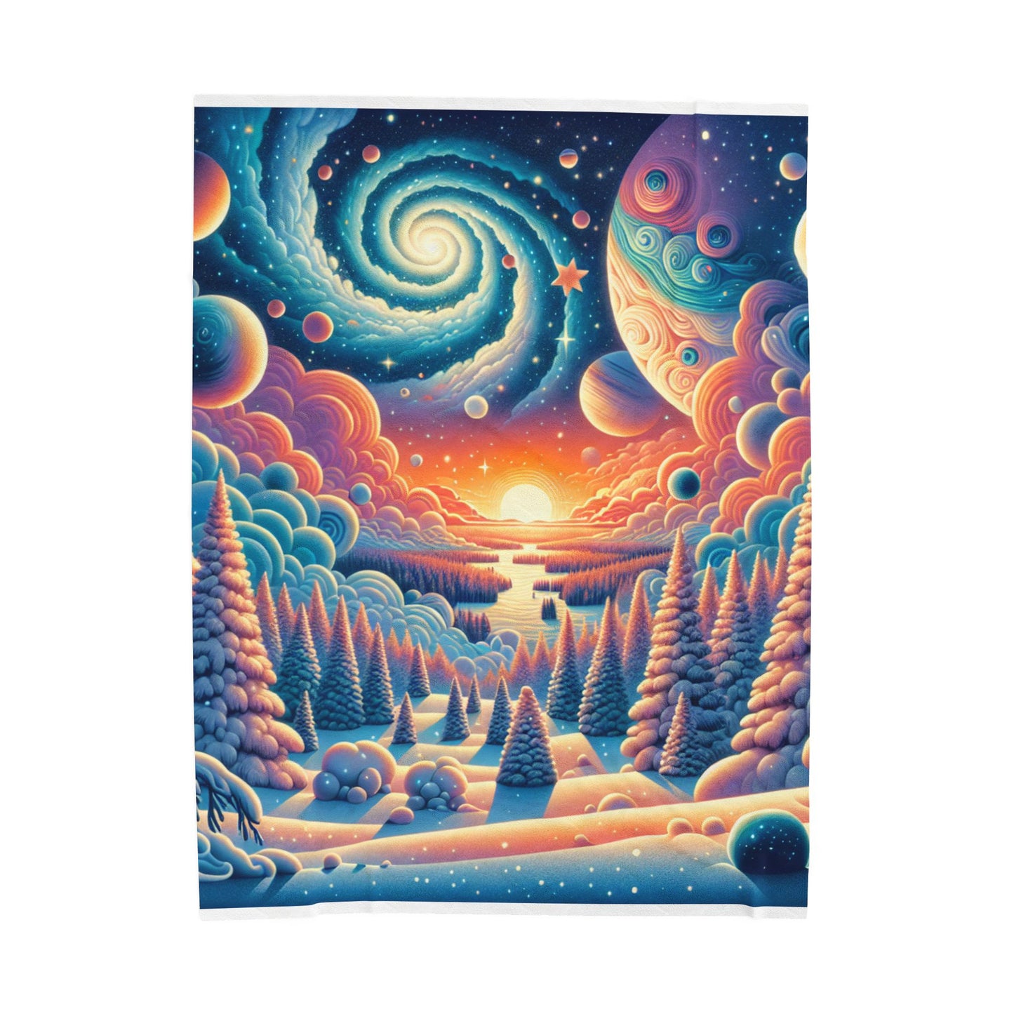 Cosmic Winter's Embrace - Plush Blanket