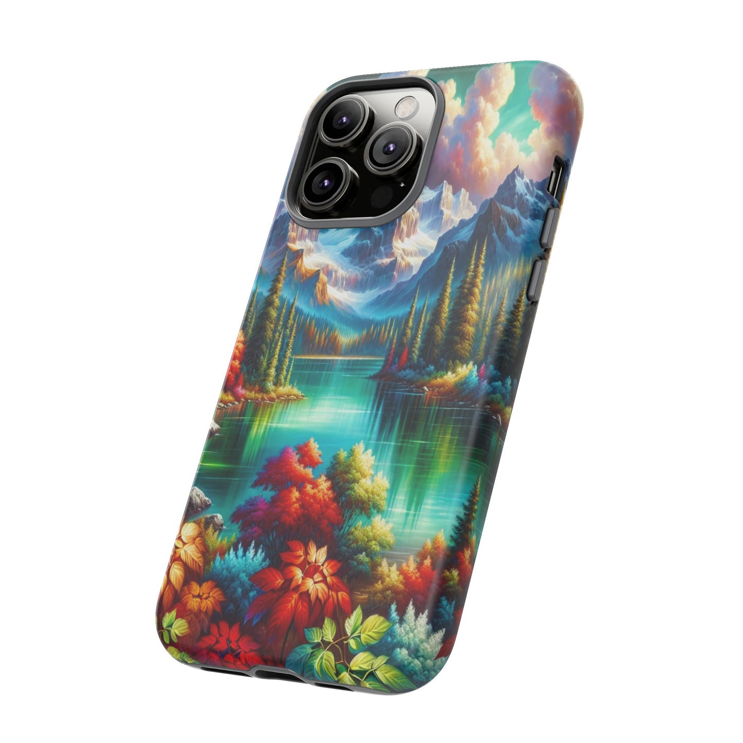 Colorful Mountain Lake Scene - Phone Case