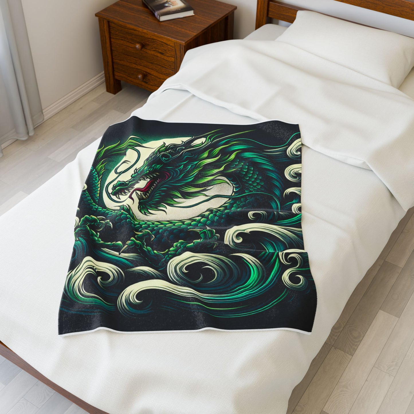 Dragon's Embrace of the Tides - Plush Blanket