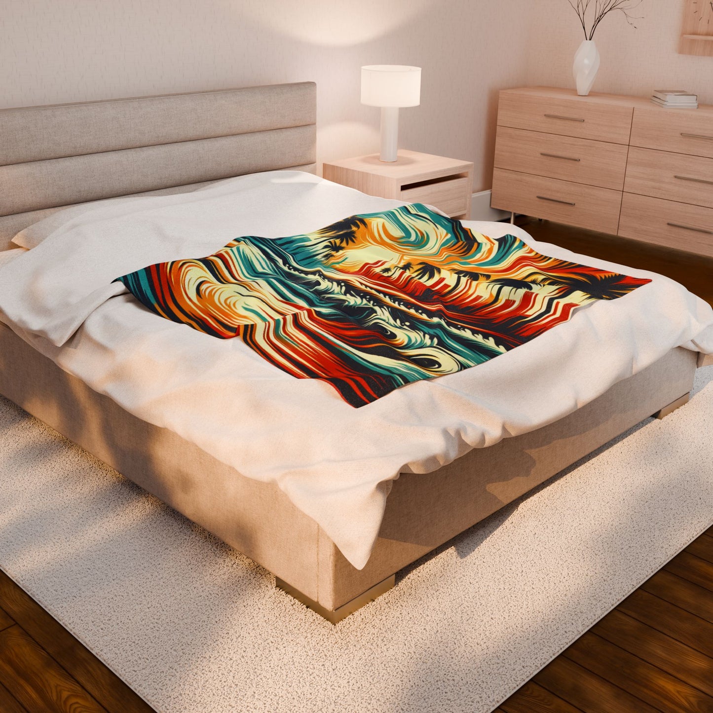 Palm Wave Illusion - Plush Blanket