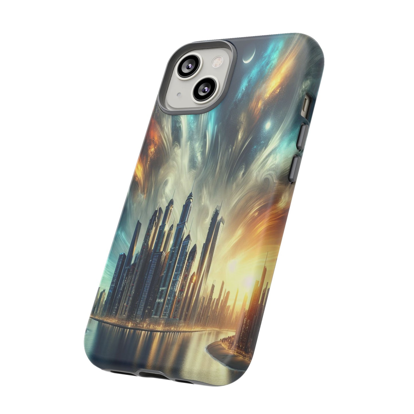 Cityscape under Celestial Tapestry - Phone Case