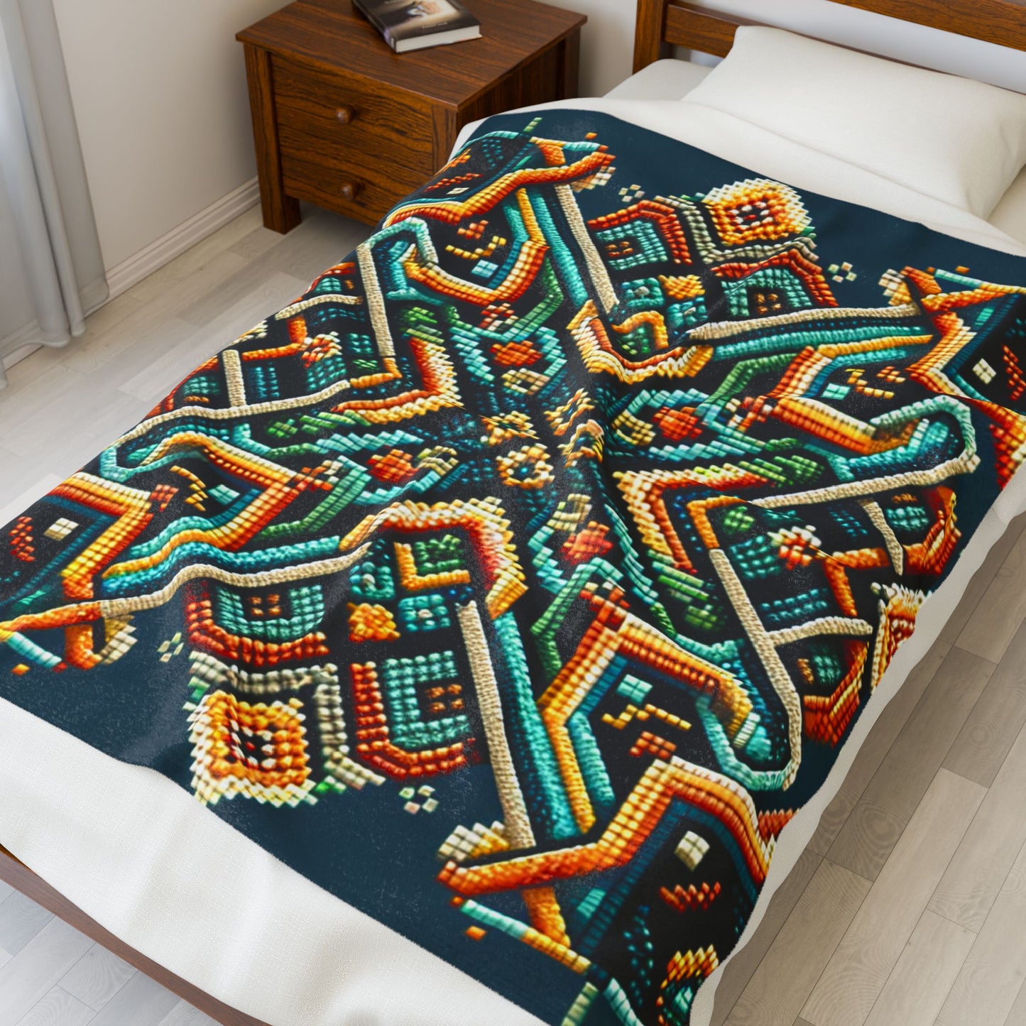 Intricate Puzzle Patterns - Plush Blanket