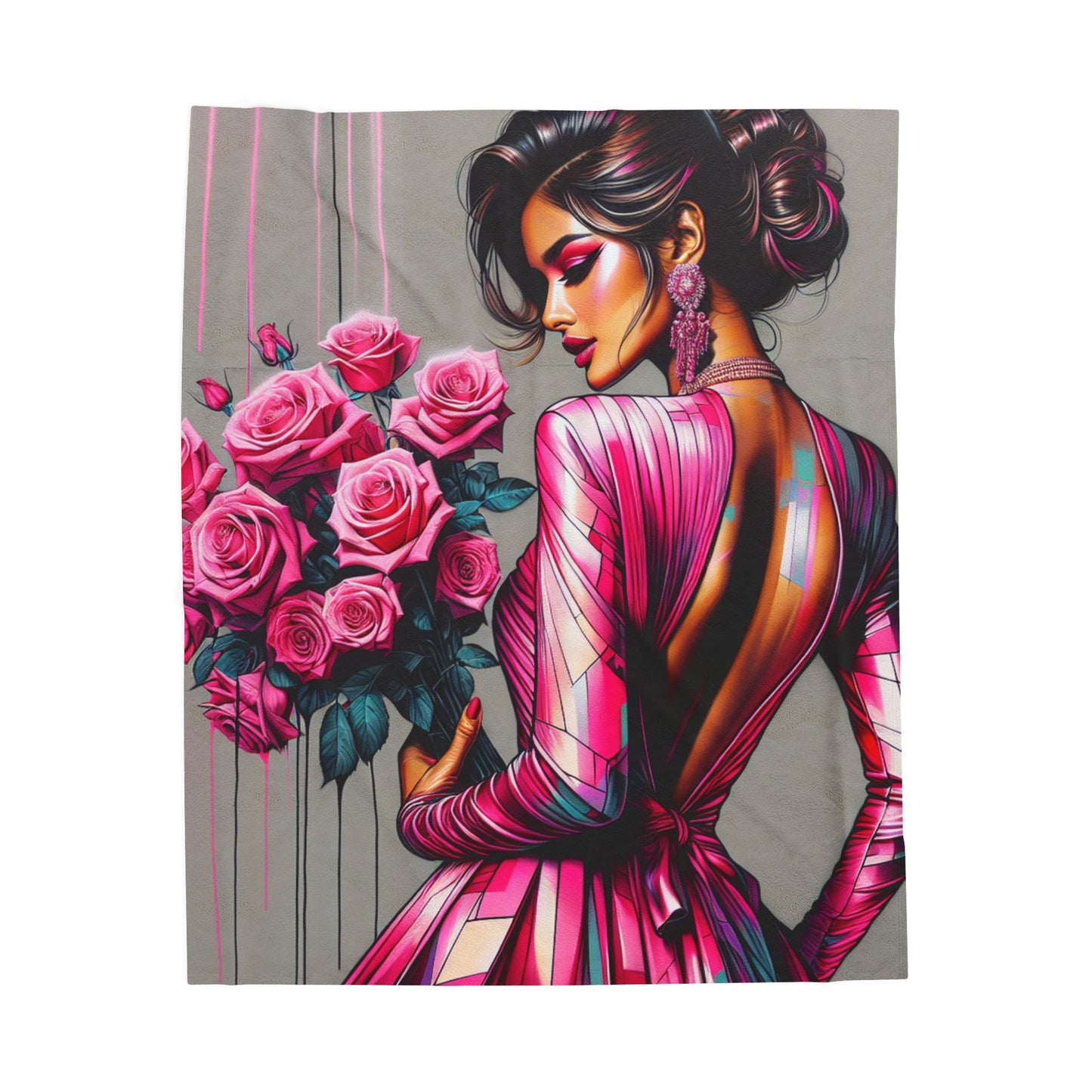 Pink Elegance Unveiled - Plush Blanket