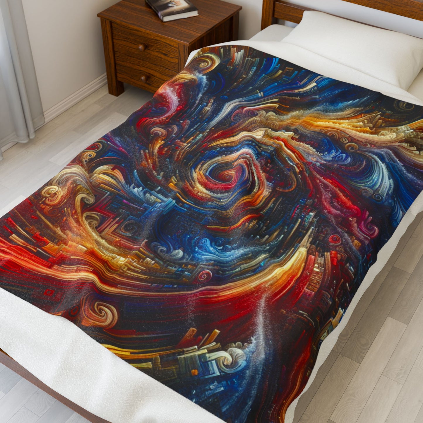 Cosmic Symphony in Spirals - Plush Blanket