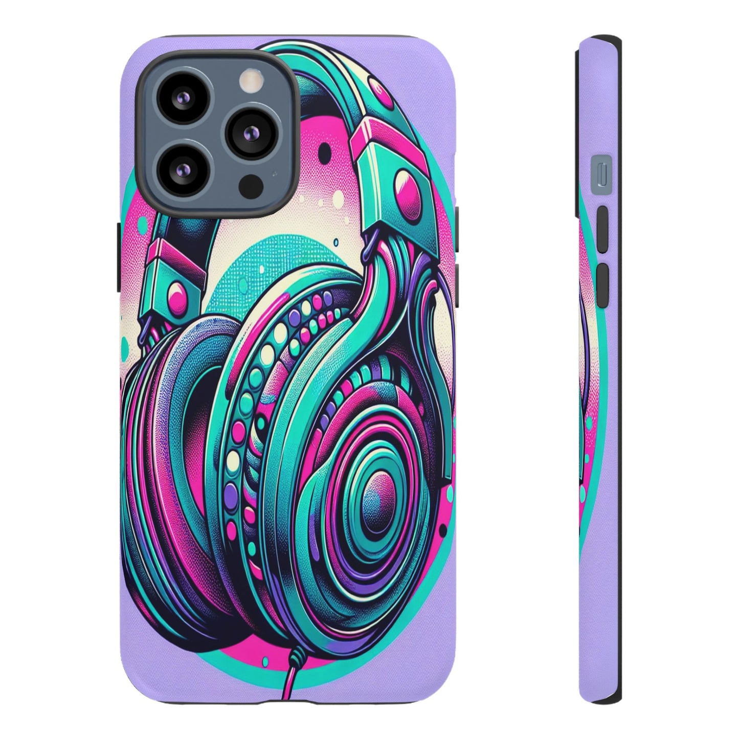 Custom ProtectiveHeadphone Vibes in Electric ColorsIphone Case Compatible With Iphone 16 15 14 - Phone Cover