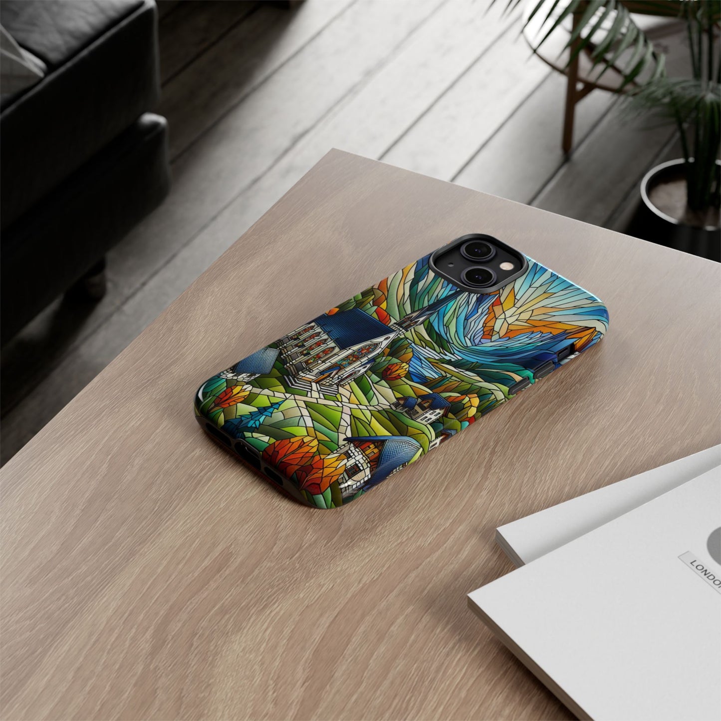 Stained Glass Countryside Scene - Phone Case