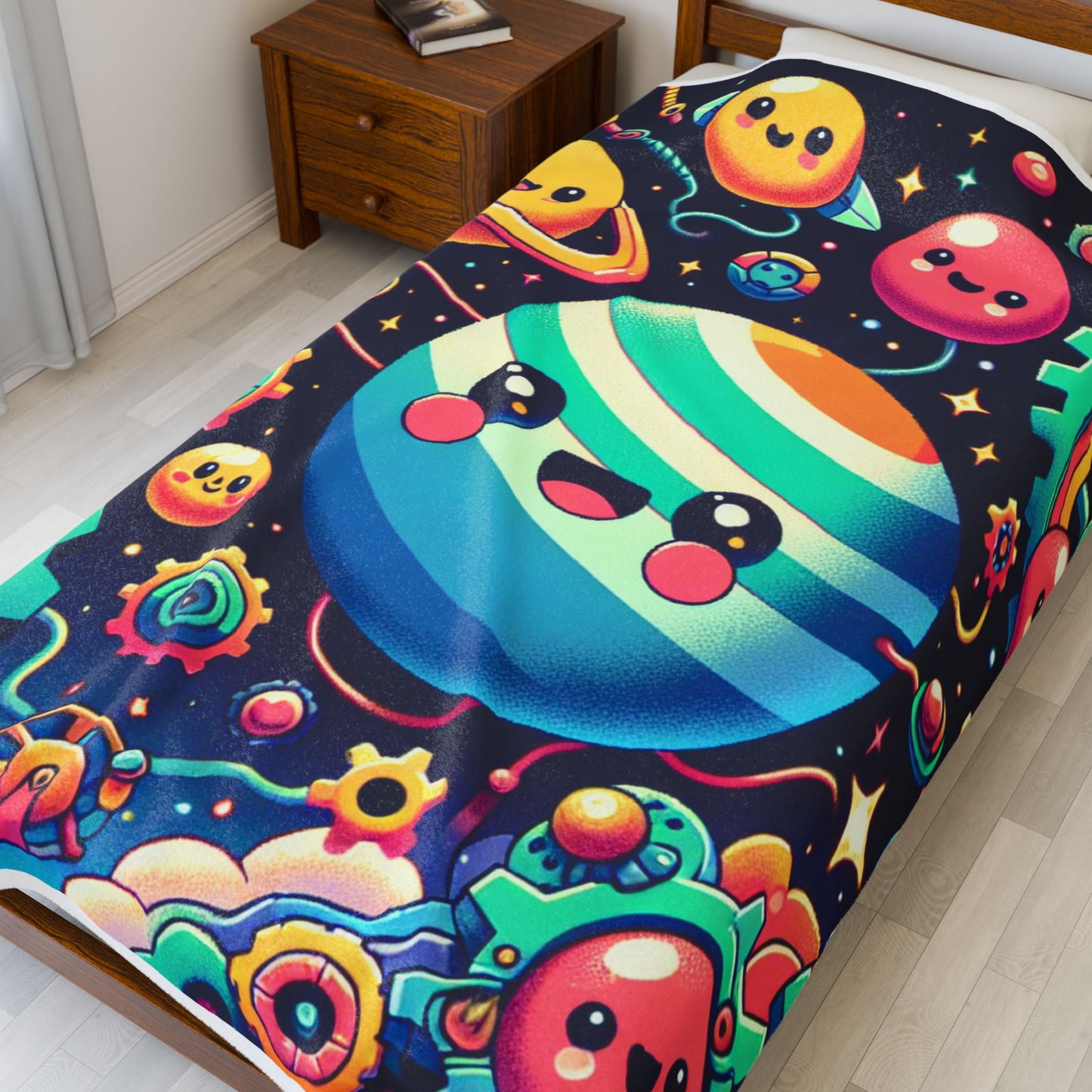 Playful Celestial Adventure - Plush Blanket