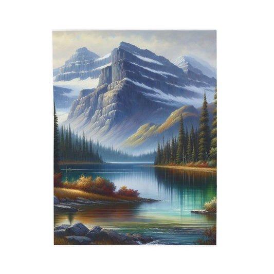 Alpine Serene Waterscape- Plush Blanket