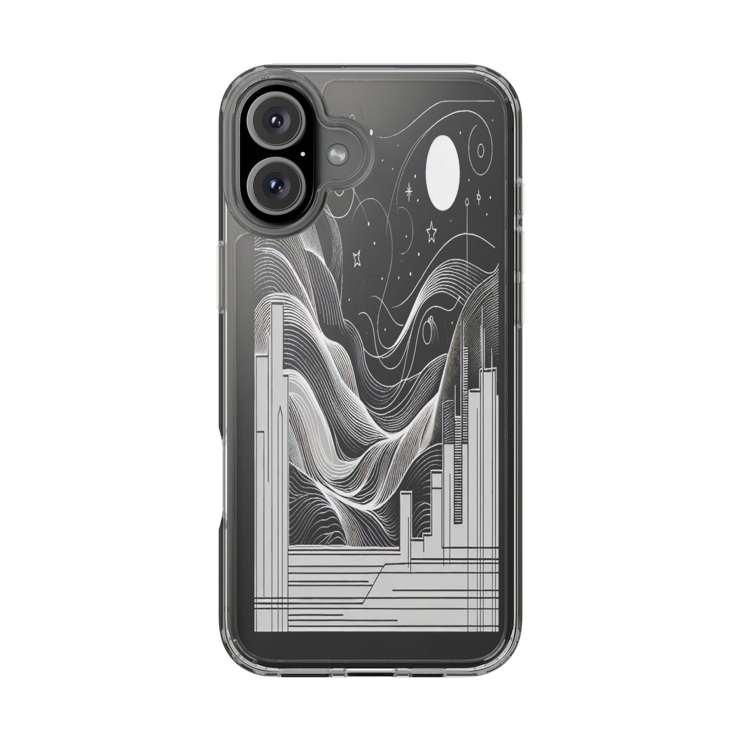 Transparent Illuminated Skyline Design Iphone Case Compatible With Iphone 16 15 14 - Clear Phone Cover