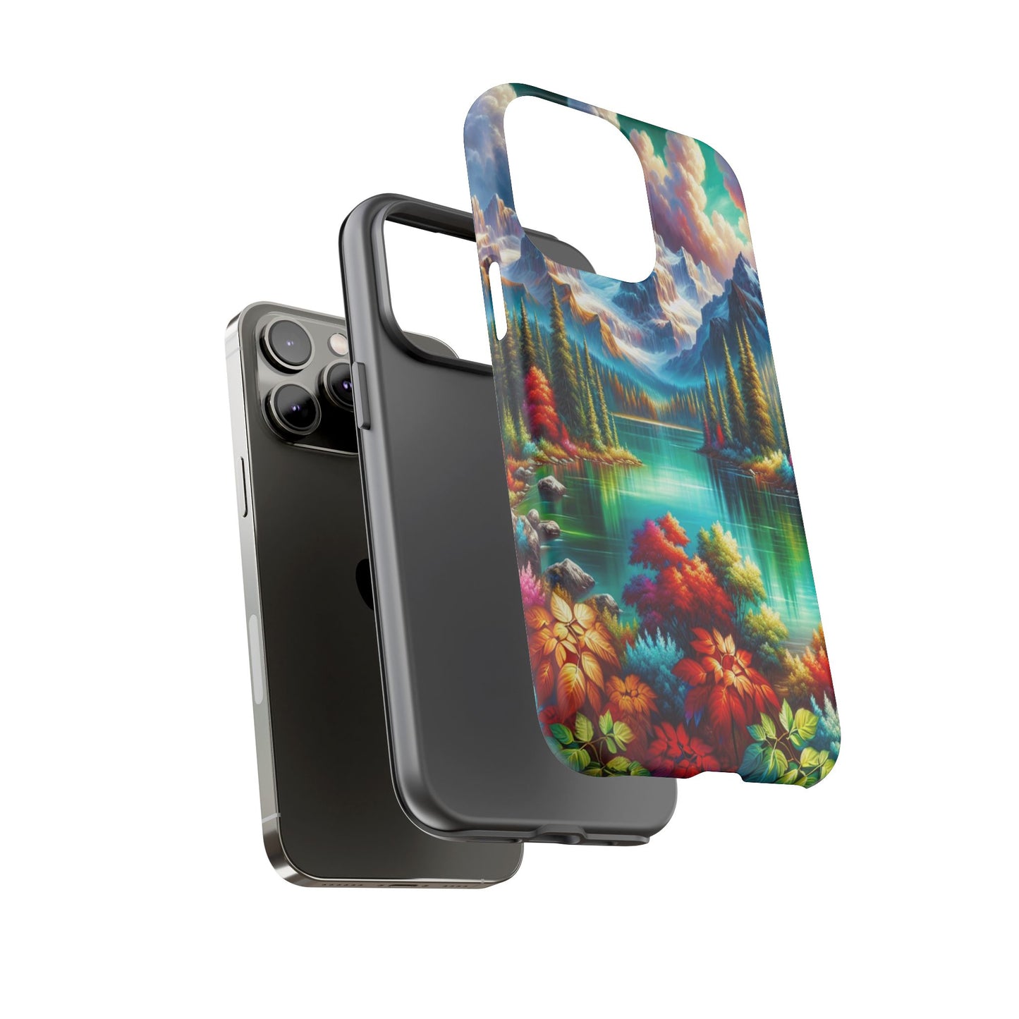Colorful Mountain Lake Scene - Phone Case