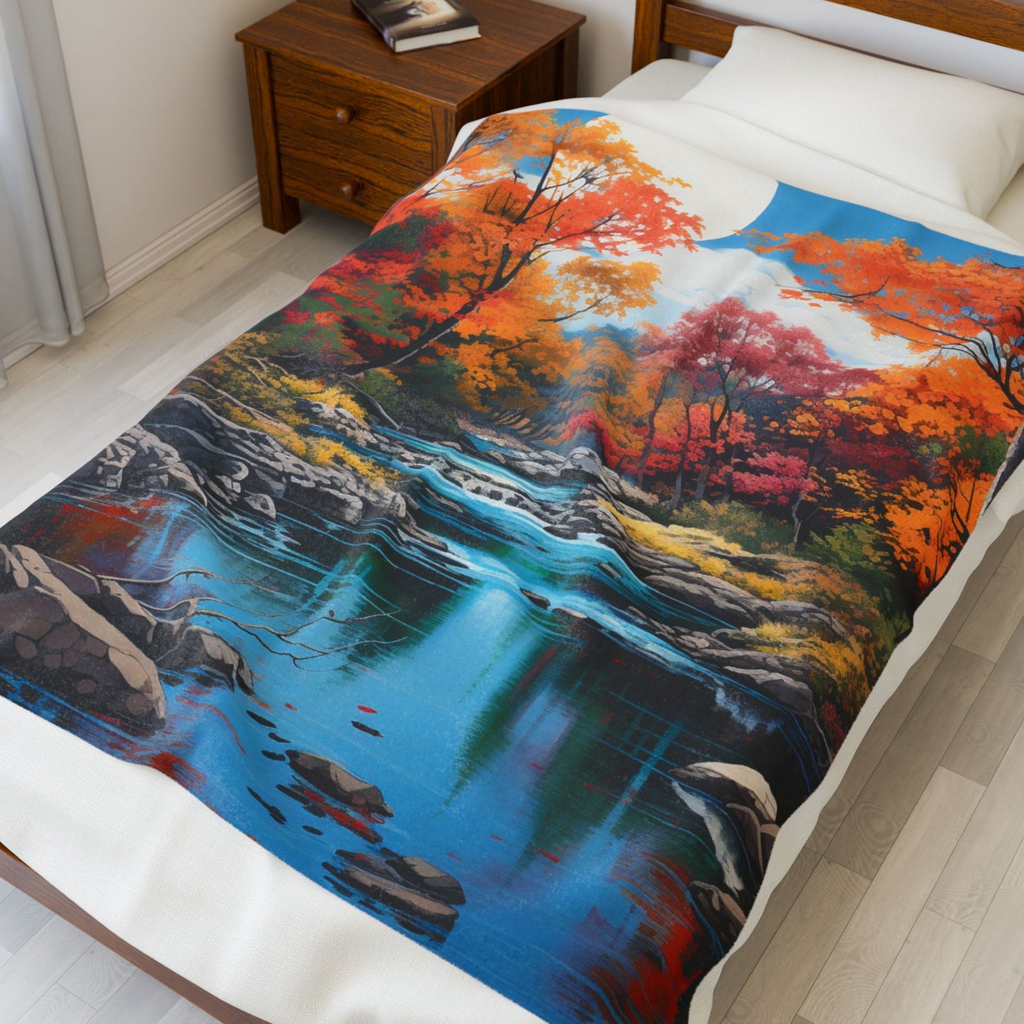 Riverside Hues in Fall- Plush Blanket