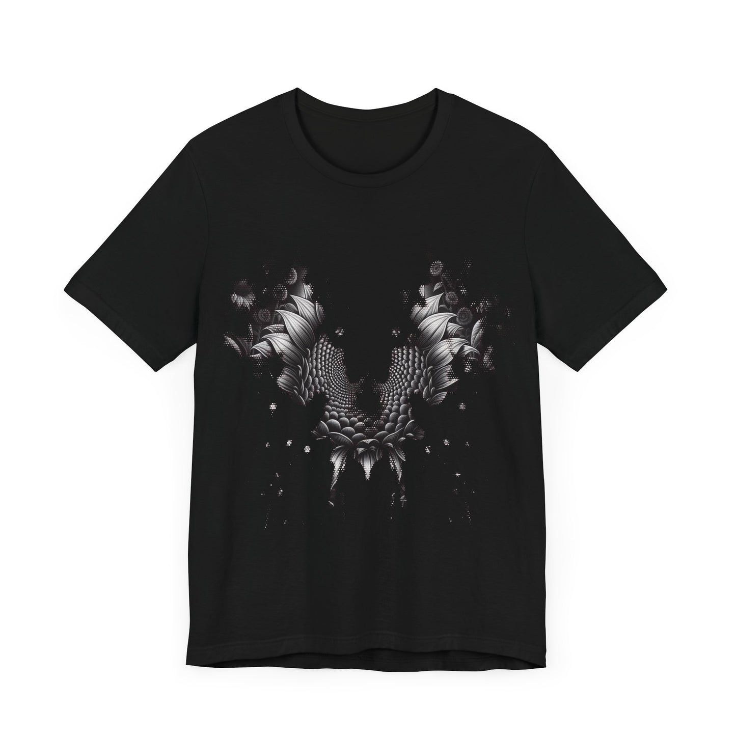 Monochrome Helianthus under Moonlight - Jersey Short Sleeve Tee