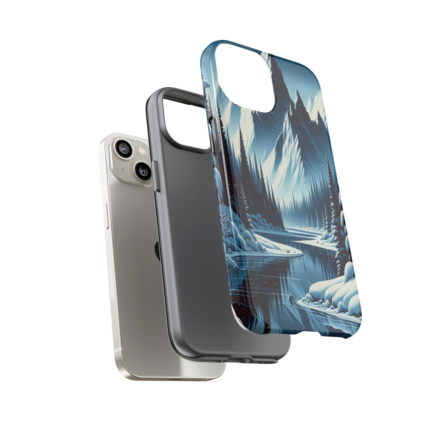 Frozen Peaks and Icy Reflections - Phone Case