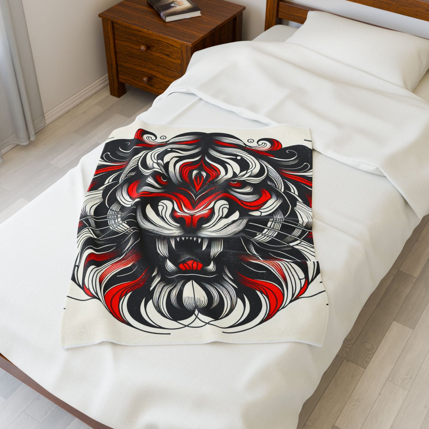 Tiger's Fierce Roar - Plush Blanket